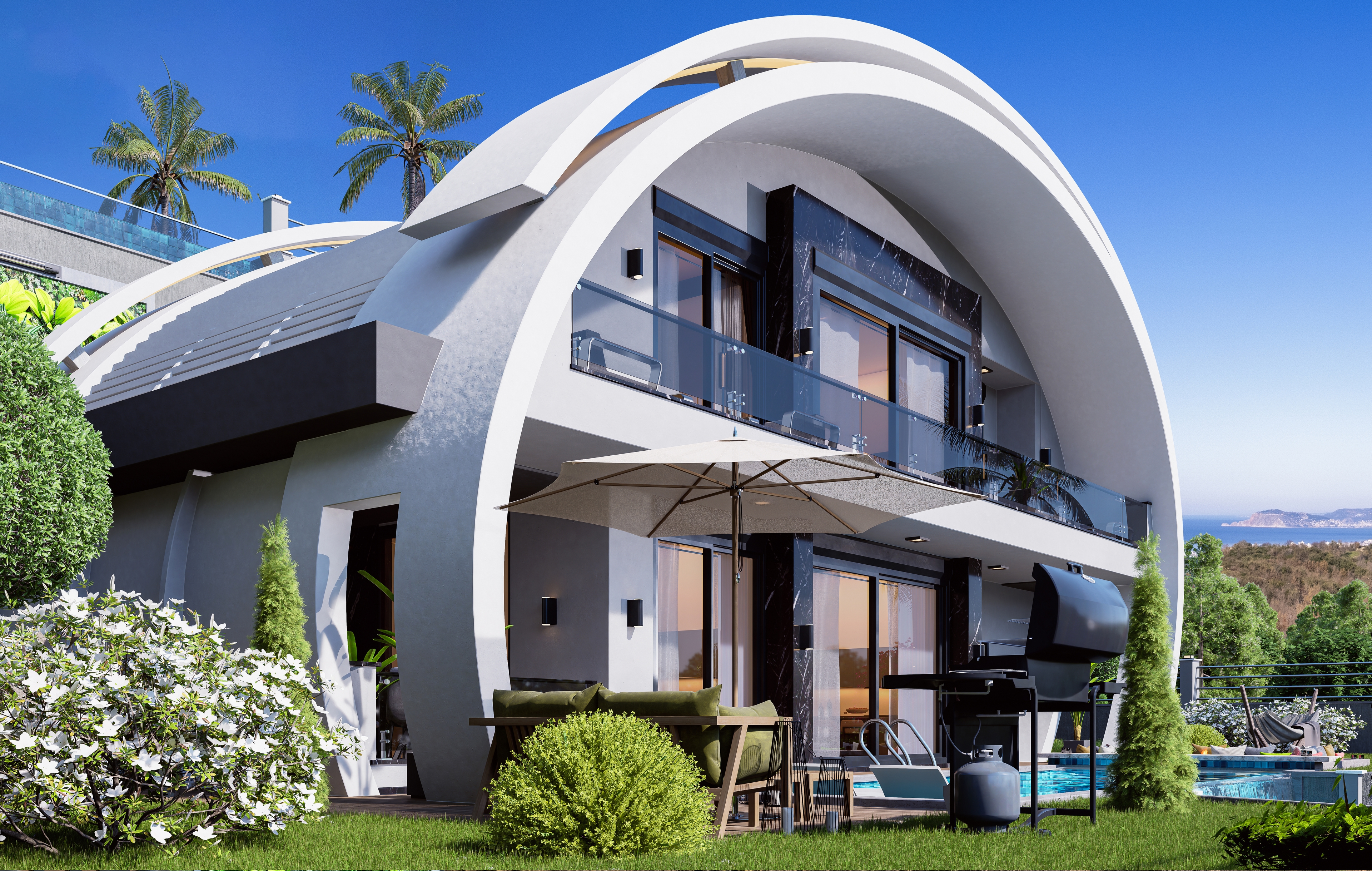 Luksus 3+1 Villa med Hav- og Bjergudsigt, Alanya - Kargicak