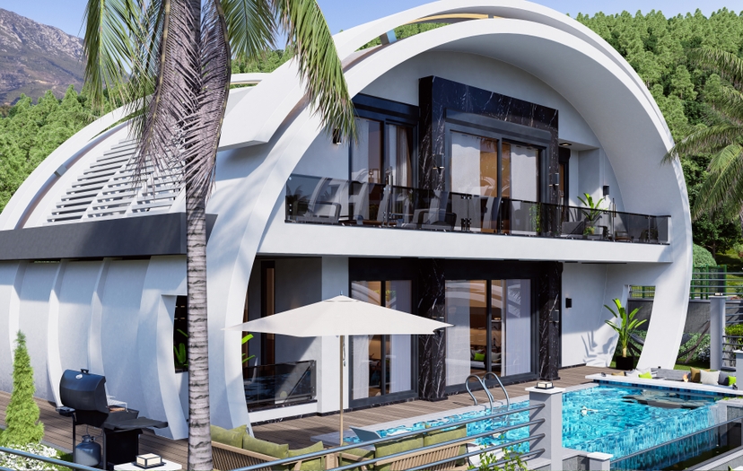 Luksus 3+1 Villa med Hav- og Bjergudsigt, Alanya - Kargicak