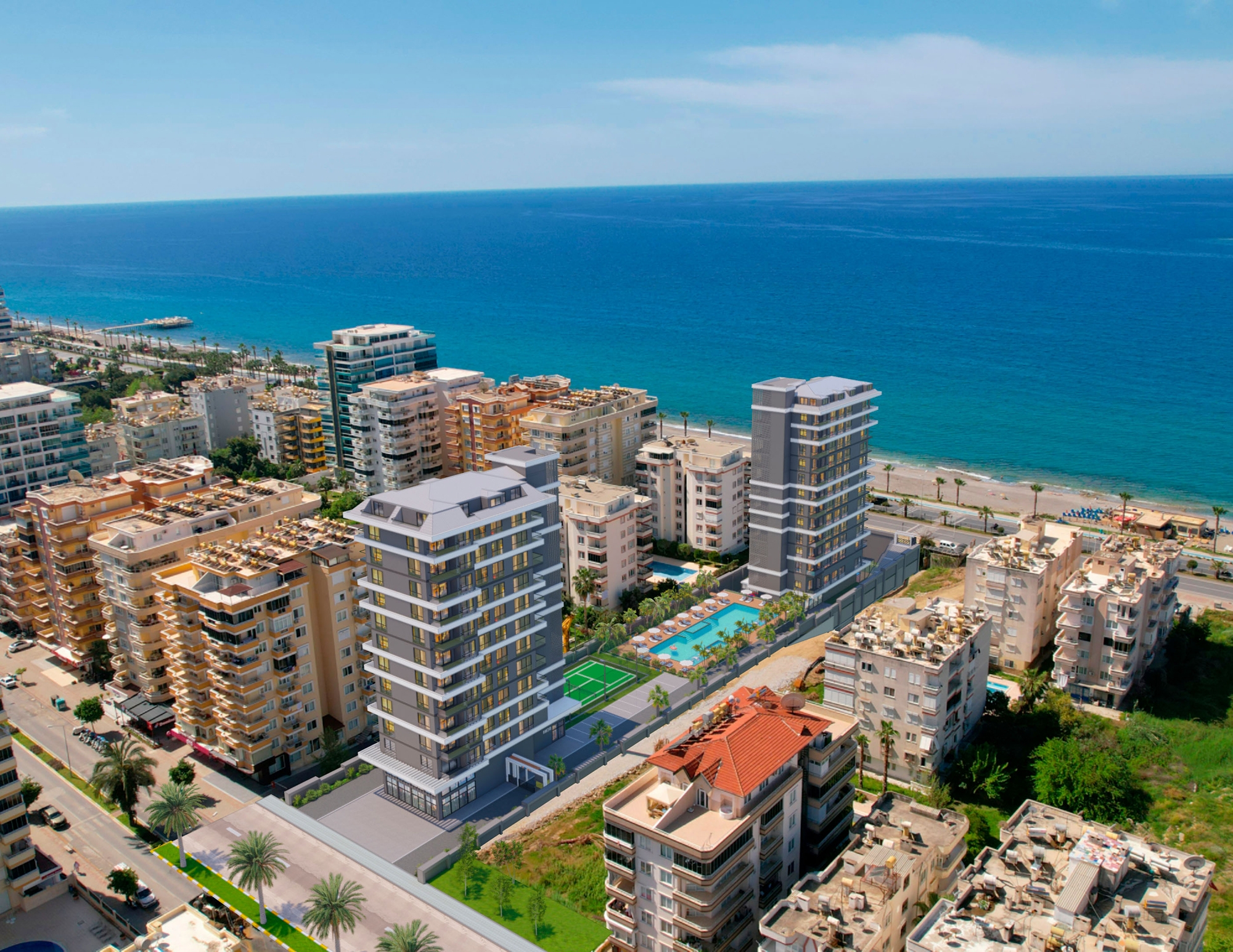 Luxuriöses 1+1 Apartment mit Meerblick und Bergblick, Alanya - Mahmutlar