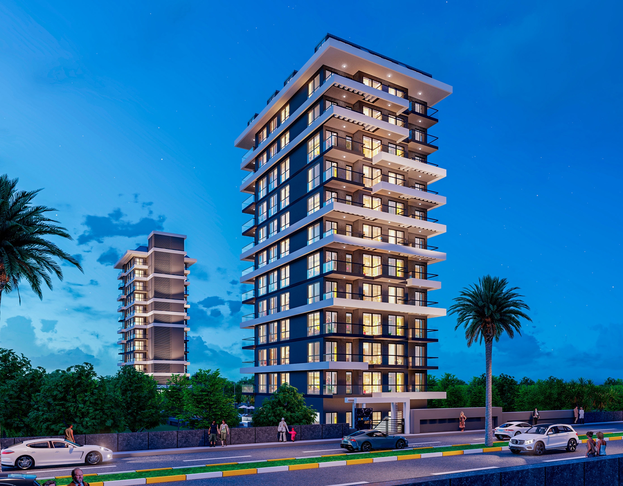Luxuriöses 1+1 Apartment mit Meerblick und Bergblick, Alanya - Mahmutlar