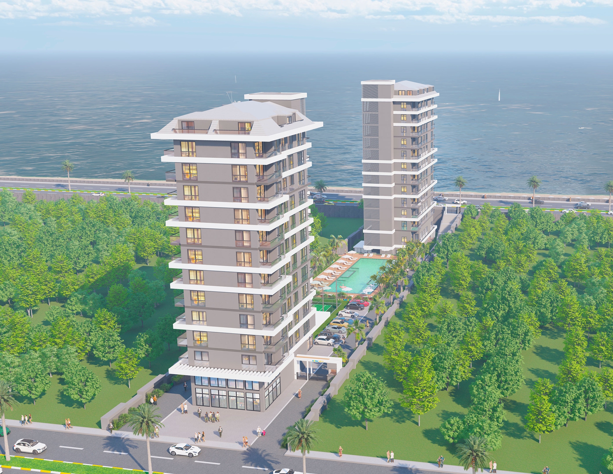Luxuriöses 1+1 Apartment mit Meerblick und Bergblick, Alanya - Mahmutlar