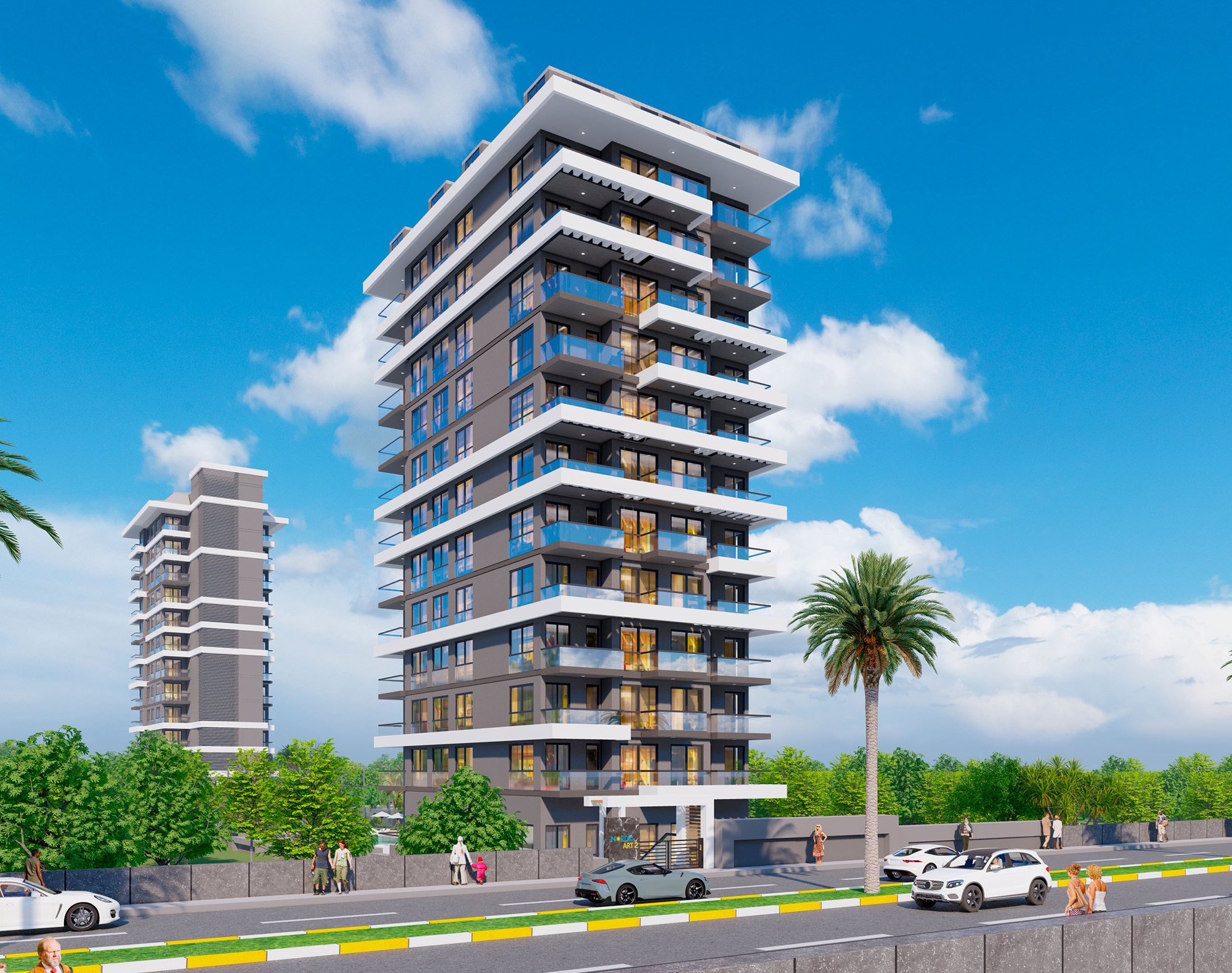 Luxuriöses 1+1 Apartment mit Meerblick und Bergblick, Alanya - Mahmutlar
