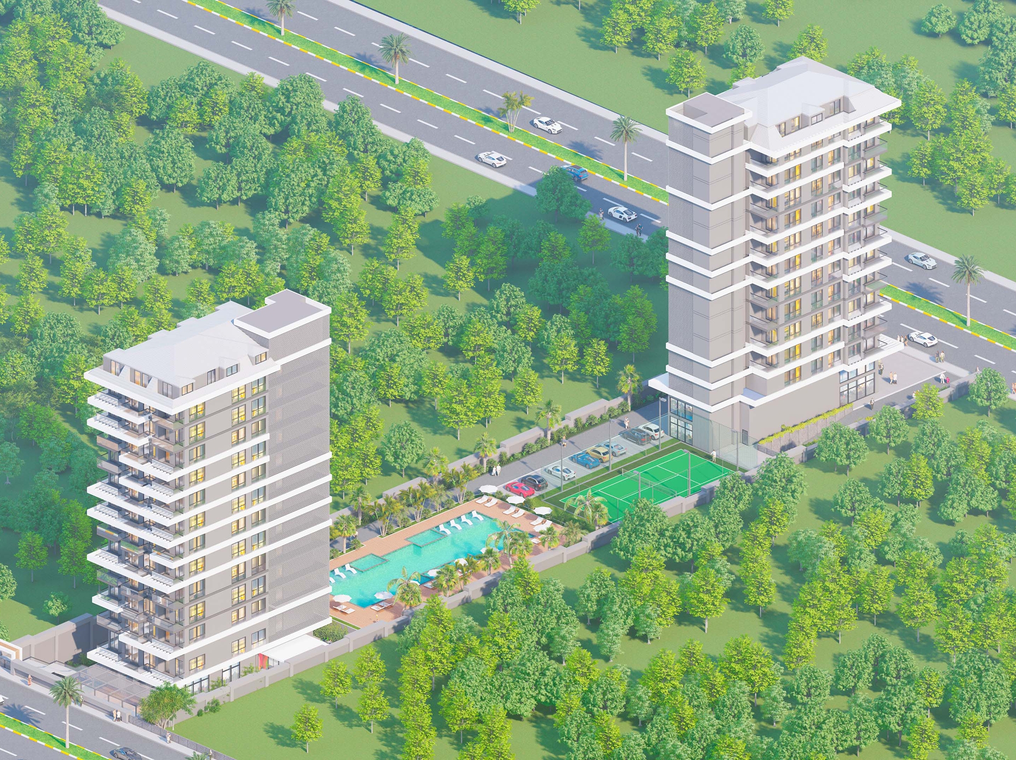 Luxuriöses 1+1 Apartment mit Meerblick und Bergblick, Alanya - Mahmutlar