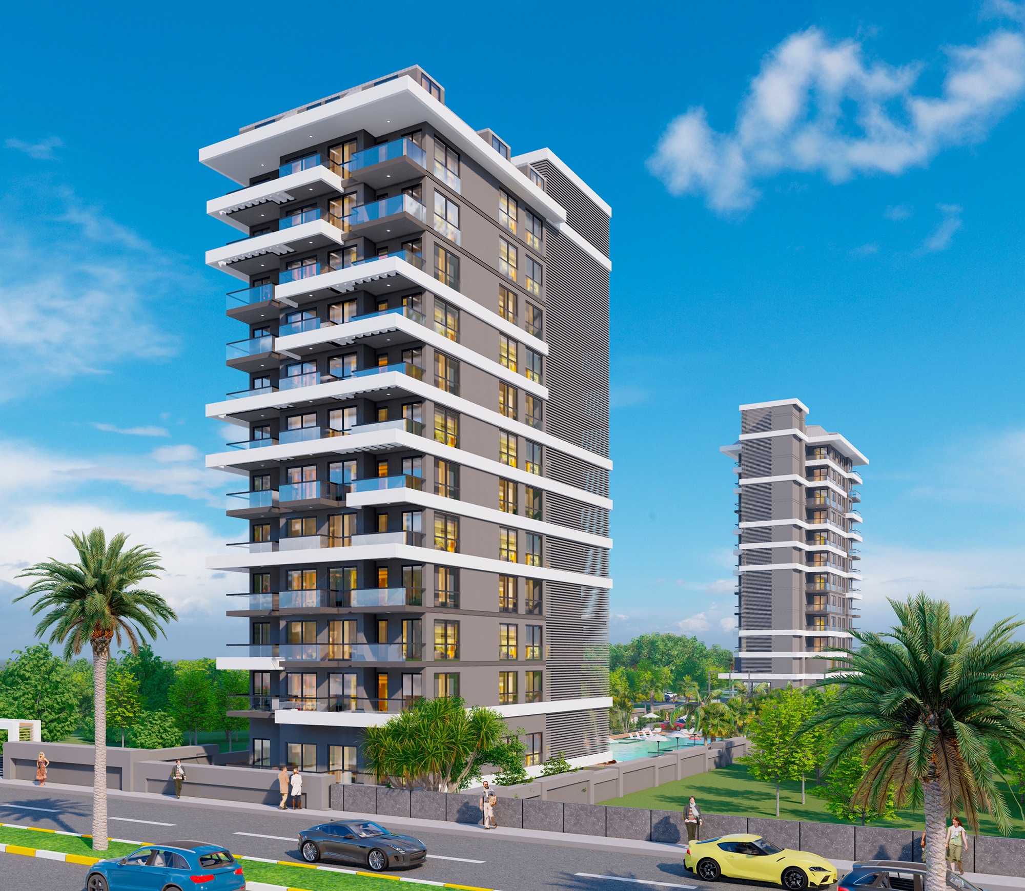Luxuriöses 1+1 Apartment mit Meerblick und Bergblick, Alanya - Mahmutlar