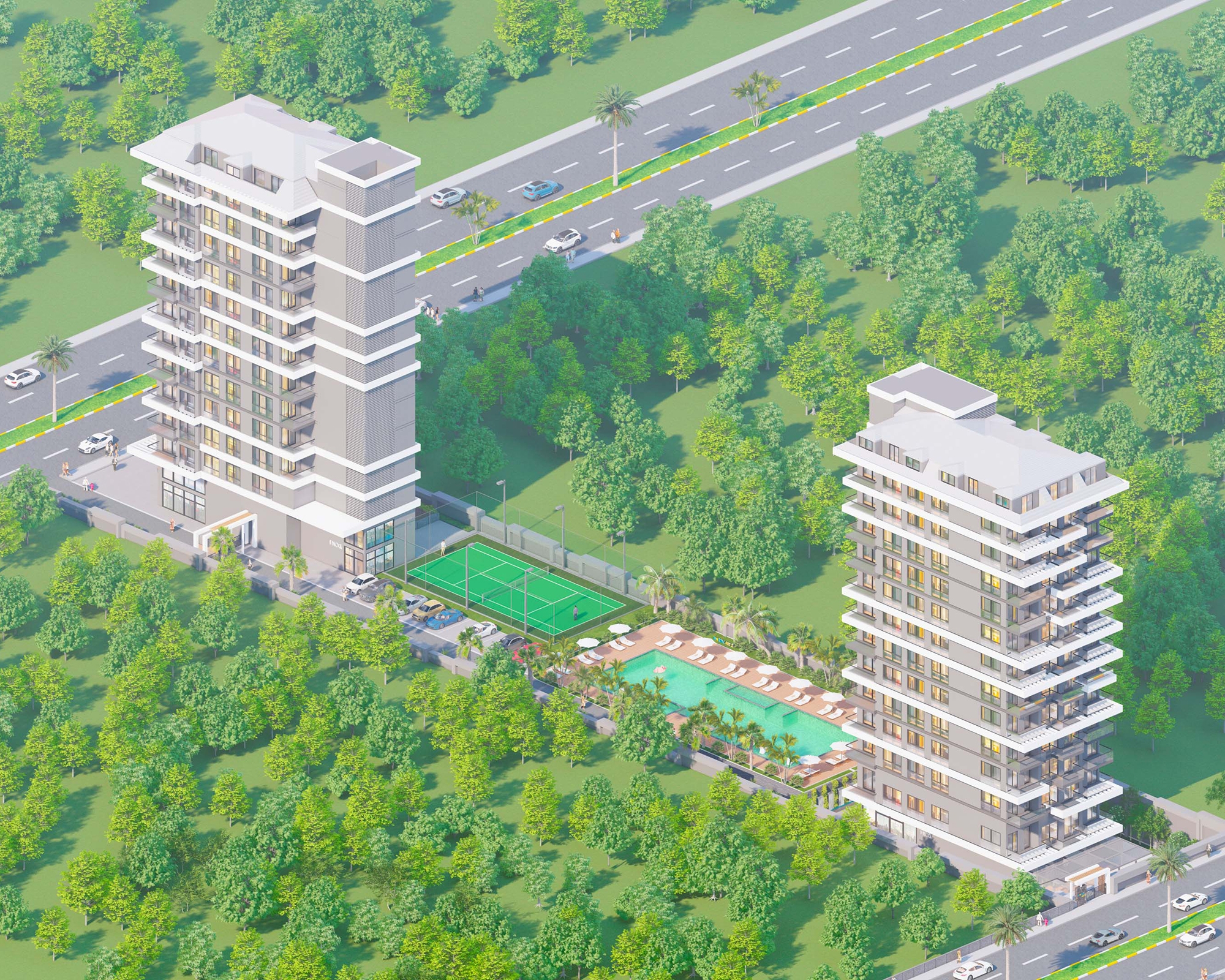 Luxuriöses 1+1 Apartment mit Meerblick und Bergblick, Alanya - Mahmutlar