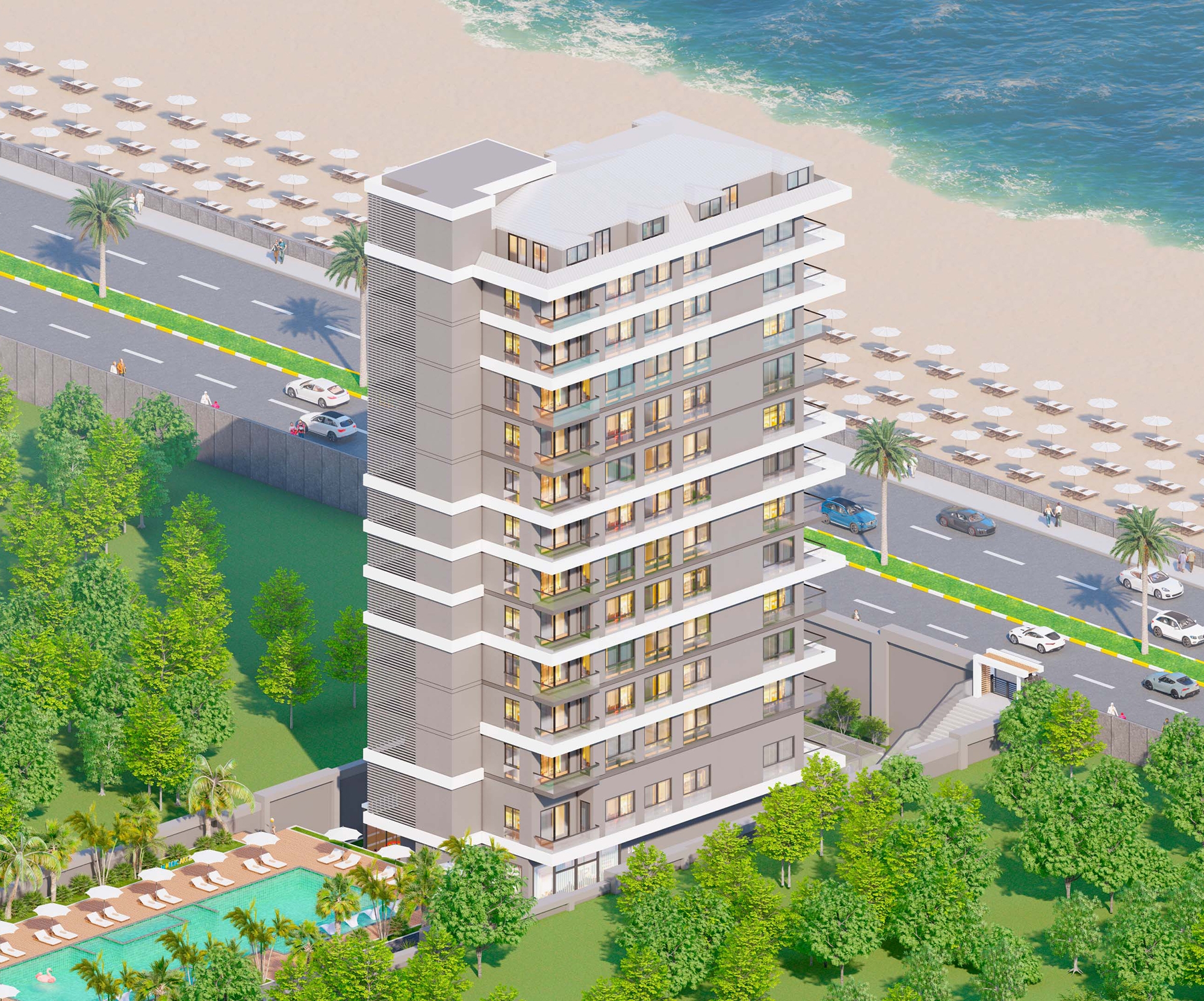 Luxuriöses 1+1 Apartment mit Meerblick und Bergblick, Alanya - Mahmutlar