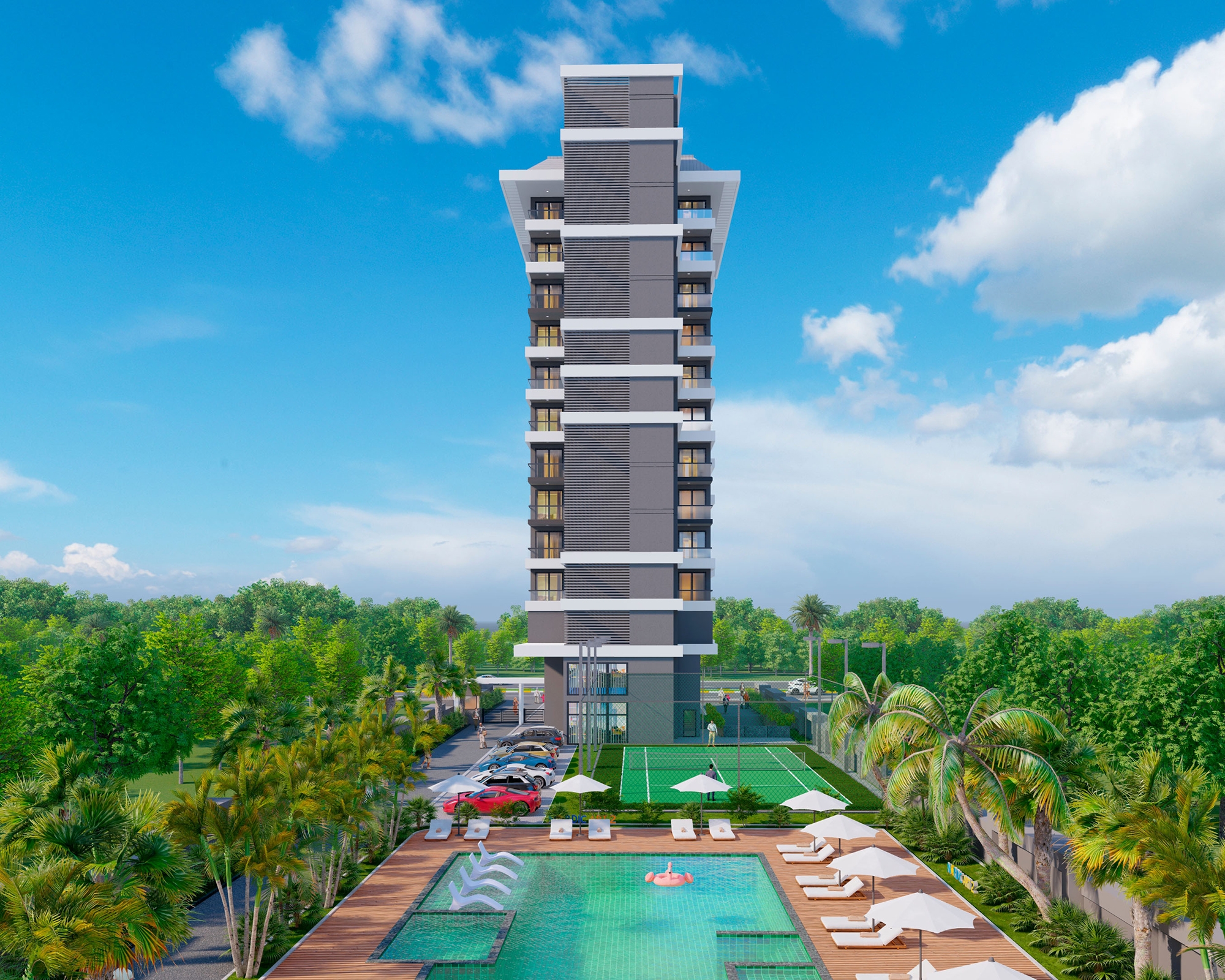 Luxuriöses 1+1 Apartment mit Meerblick und Bergblick, Alanya - Mahmutlar