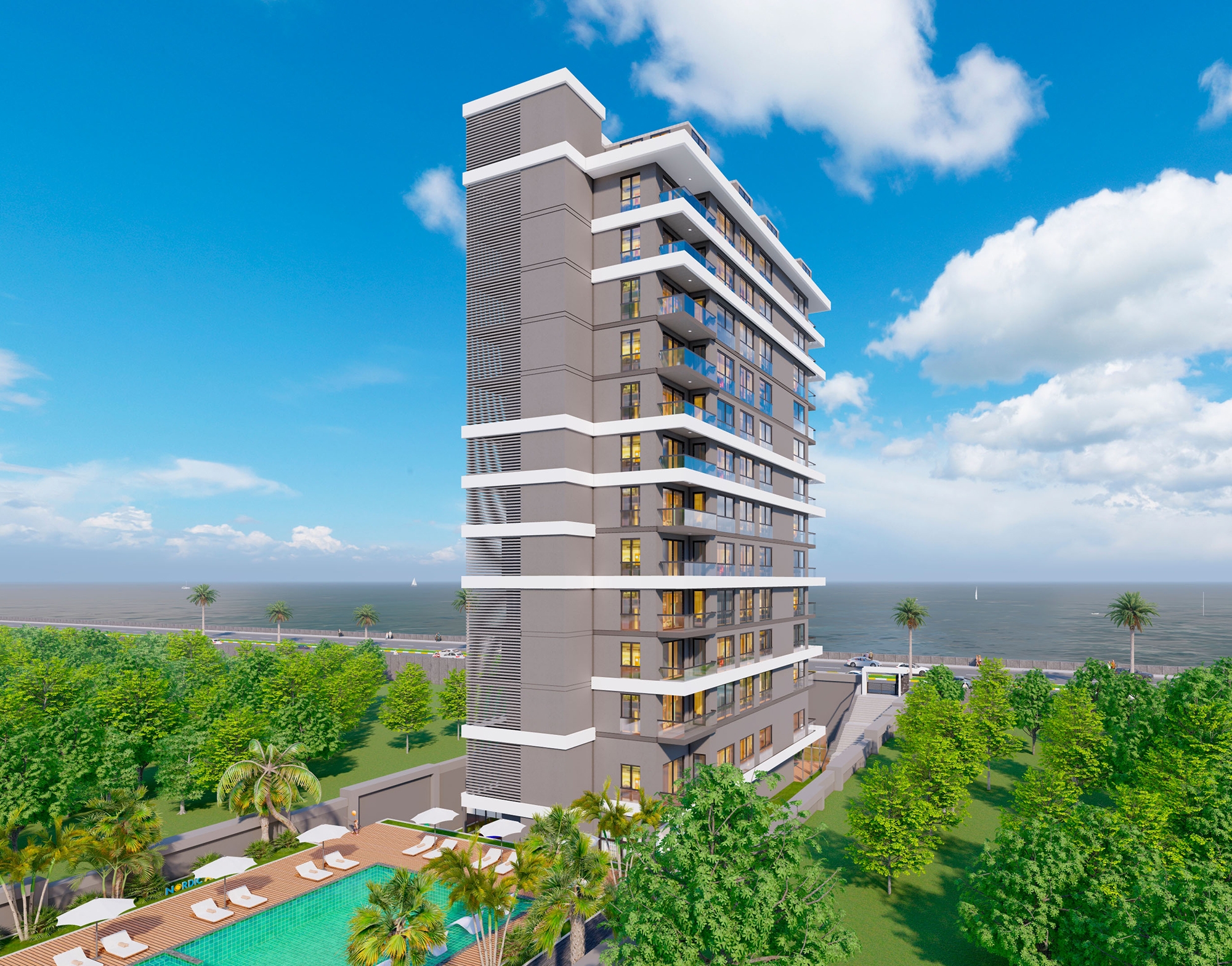 Luxuriöses 1+1 Apartment mit Meerblick und Bergblick, Alanya - Mahmutlar