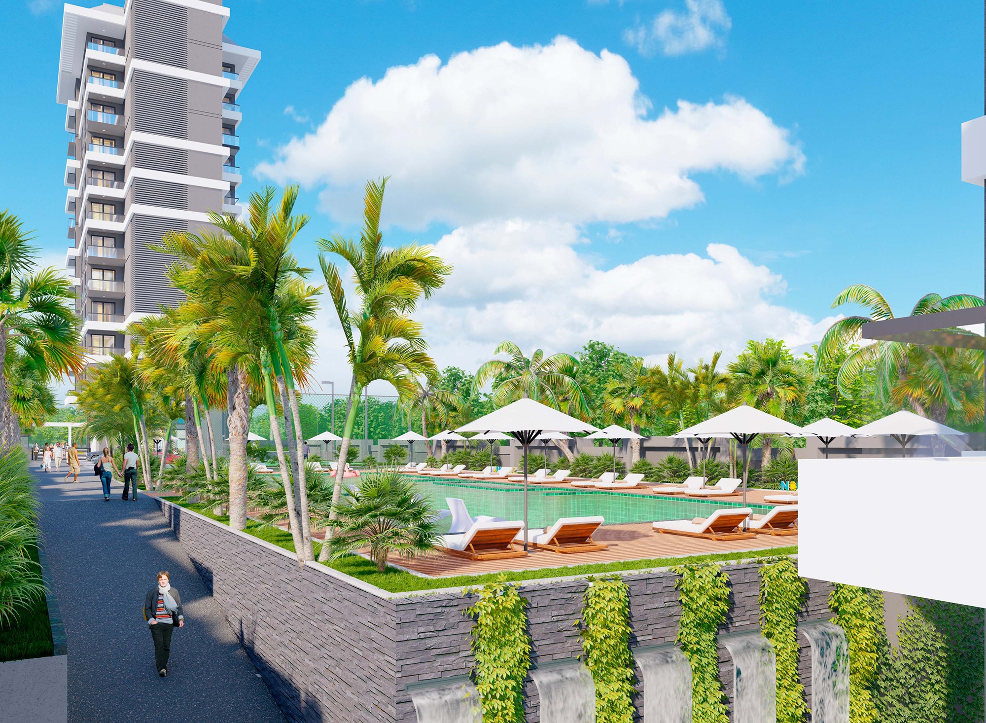 Luxuriöses 1+1 Apartment mit Meerblick und Bergblick, Alanya - Mahmutlar