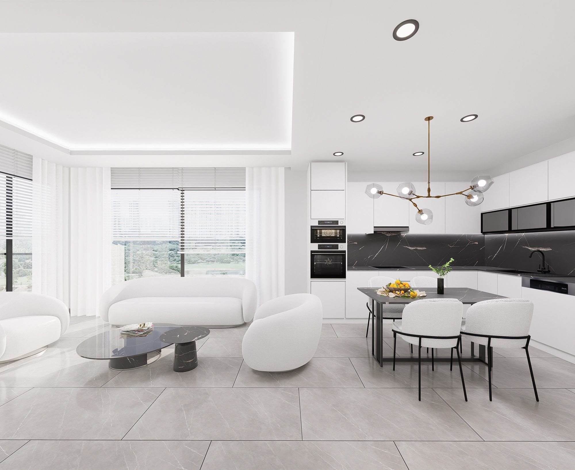 Luxuriöses 1+1 Apartment mit Meerblick und Bergblick, Alanya - Mahmutlar