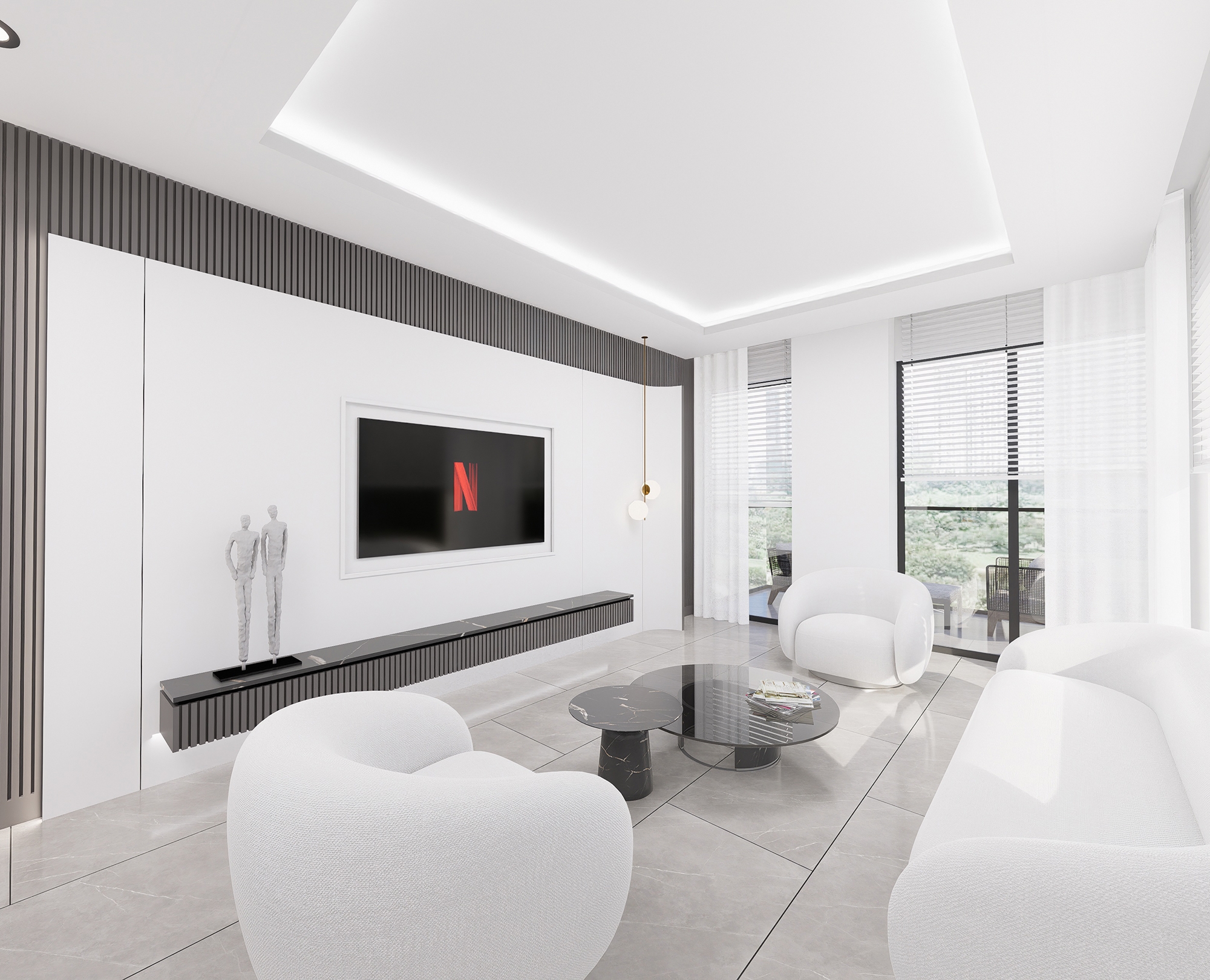 Luxuriöses 1+1 Apartment mit Meerblick und Bergblick, Alanya - Mahmutlar
