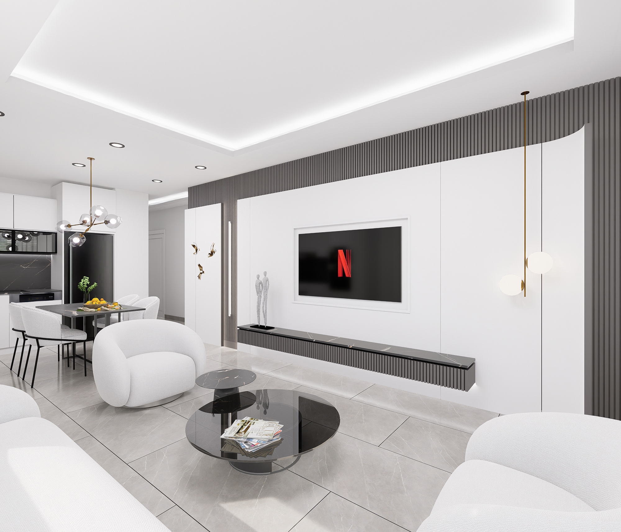 Luxuriöses 1+1 Apartment mit Meerblick und Bergblick, Alanya - Mahmutlar