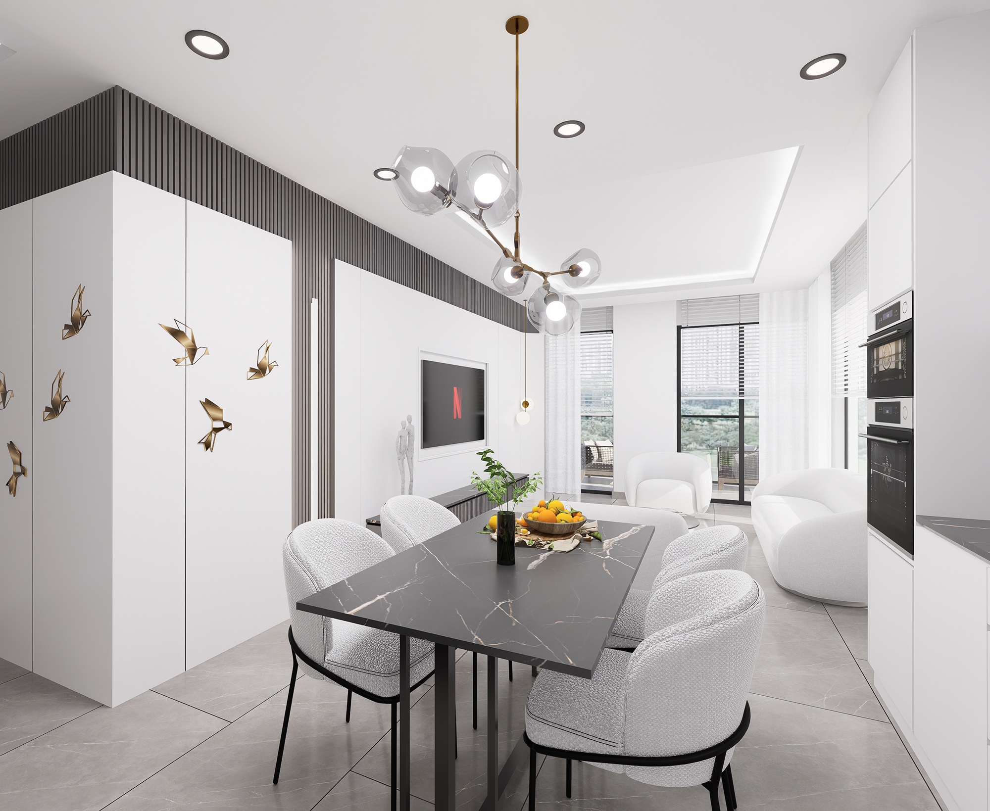 Luxuriöses 1+1 Apartment mit Meerblick und Bergblick, Alanya - Mahmutlar