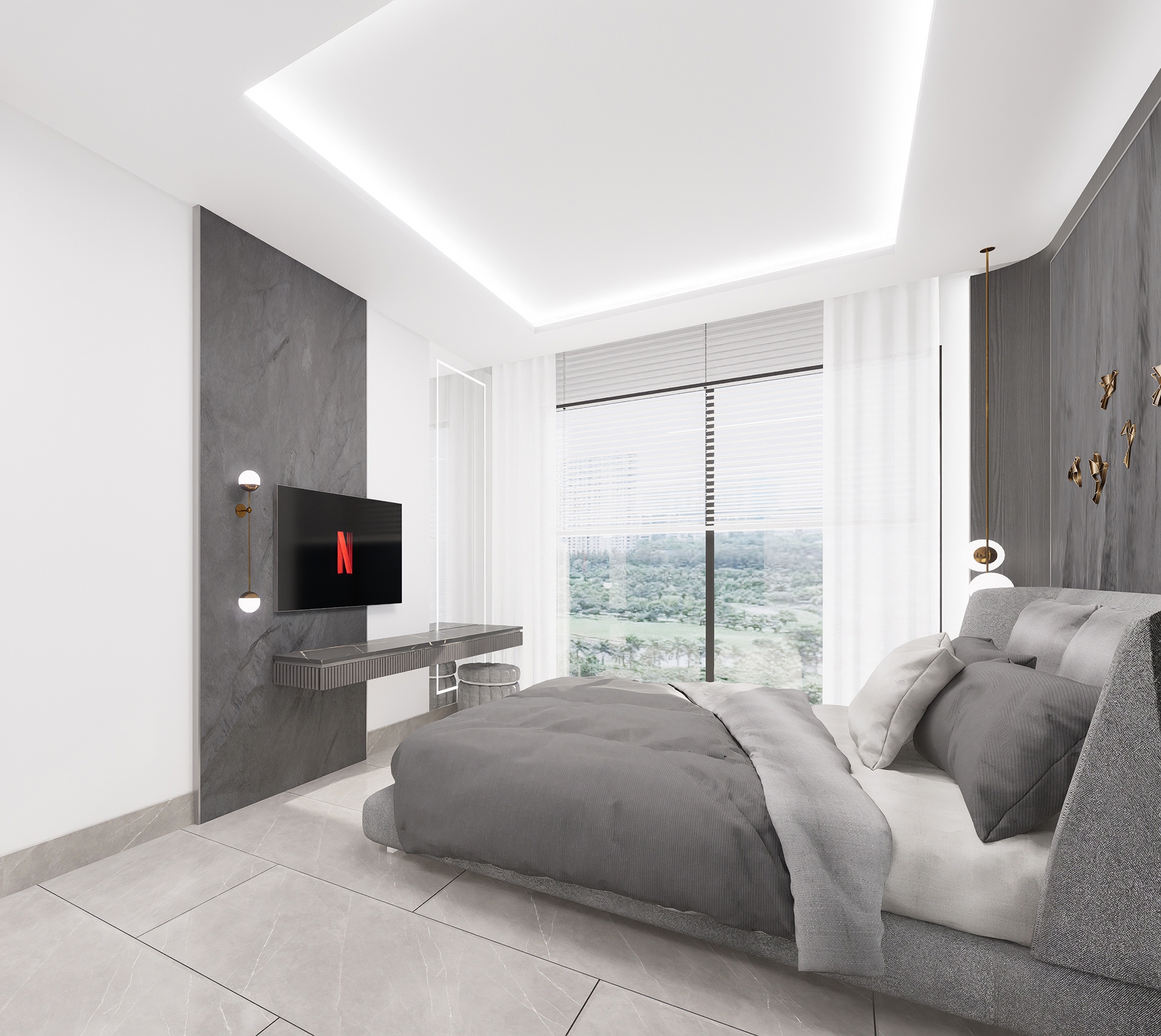 Luxuriöses 1+1 Apartment mit Meerblick und Bergblick, Alanya - Mahmutlar