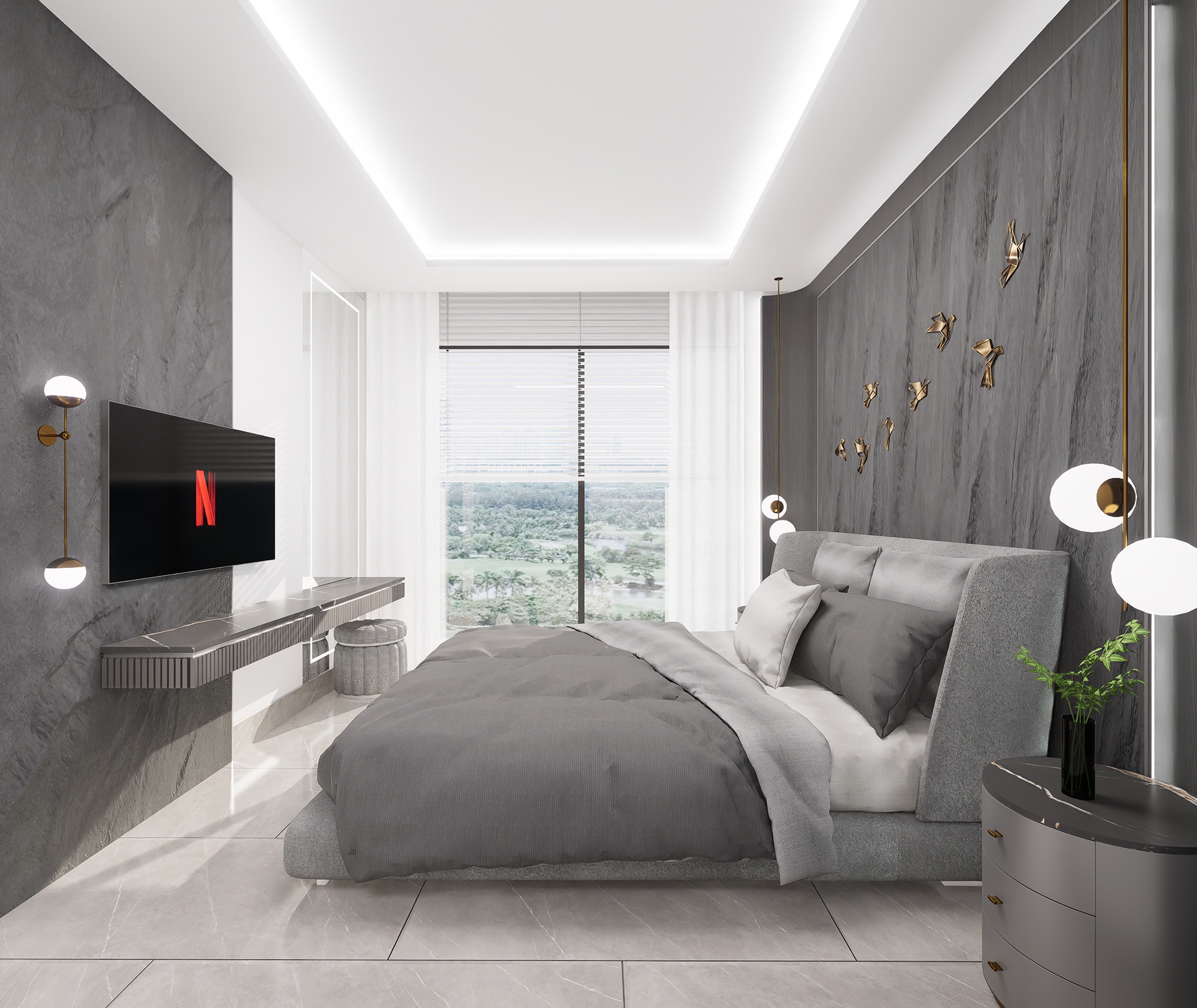 Luxuriöses 1+1 Apartment mit Meerblick und Bergblick, Alanya - Mahmutlar