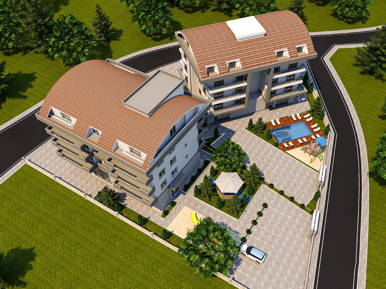 Luxuriöses 1+1 Apartment mit Bergblick in Alanya - Oba