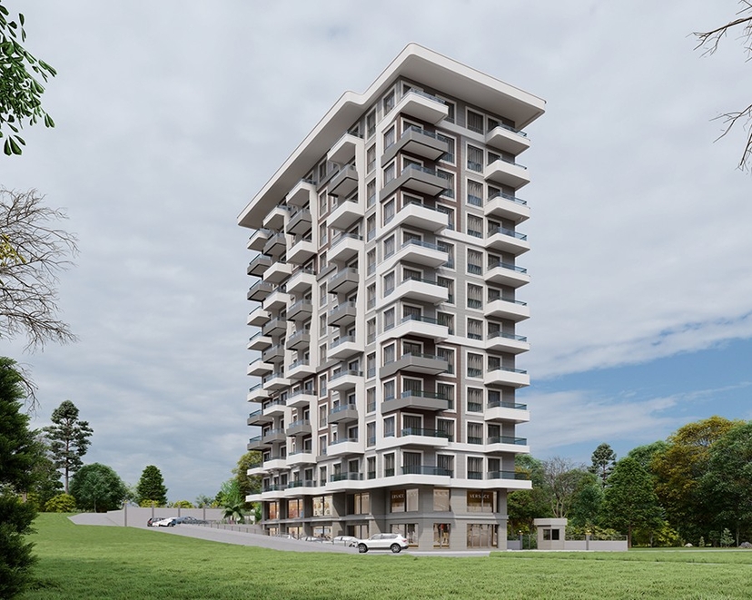 Luxuriöses 1+1 Apartment mit Meerblick und Bergblick in Alanya Mahmutlar