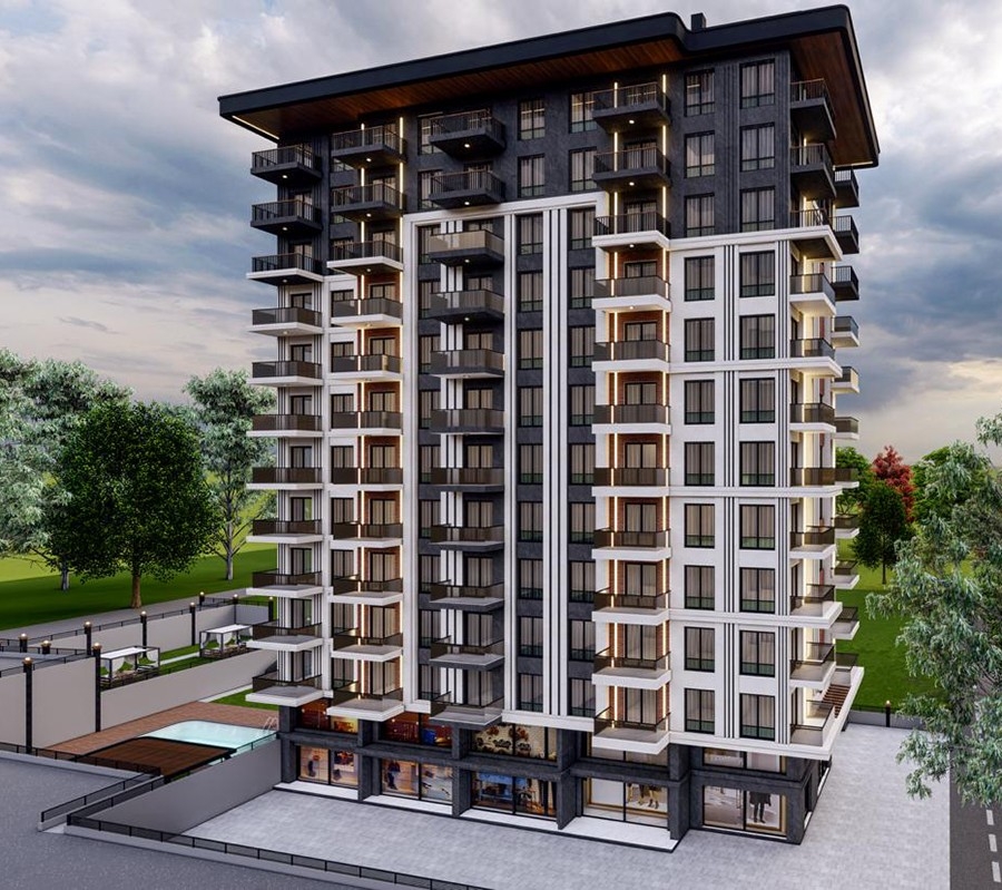 Luxuriöses 1+1 Apartment mit Meerblick und Bergblick in Alanya Mahmutlar