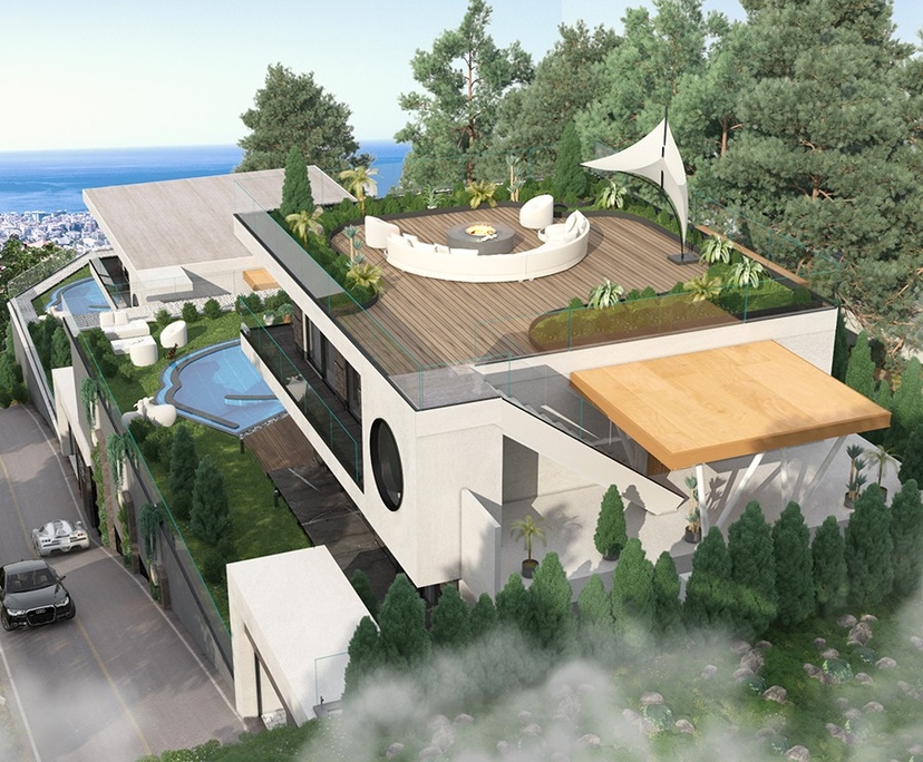 Luxury 3+1 Villa with Sea and Castle Views, Alanya - Bektas