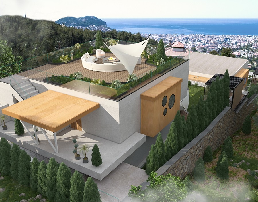 Luxury 3+1 Villa with Sea and Castle Views, Alanya - Bektas
