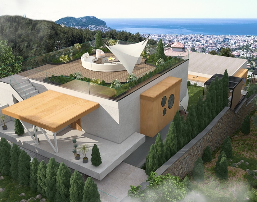 Luxury 3+1 Villa with Sea and Castle Views, Alanya - Bektas