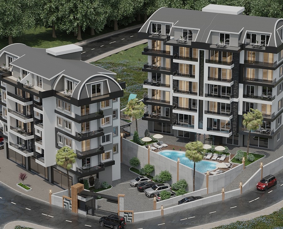 Luxuriöses 1+1 Apartment mit Burg- und Bergblick