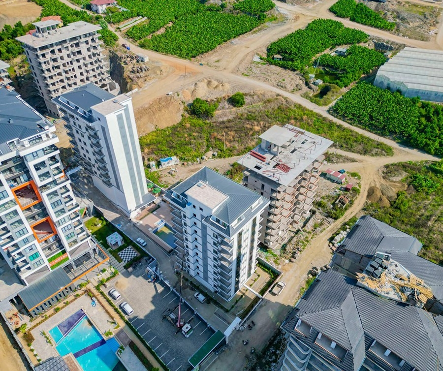 Luxuriöses 1+1 Apartment mit Bergblick, Alanya Mahmutlar