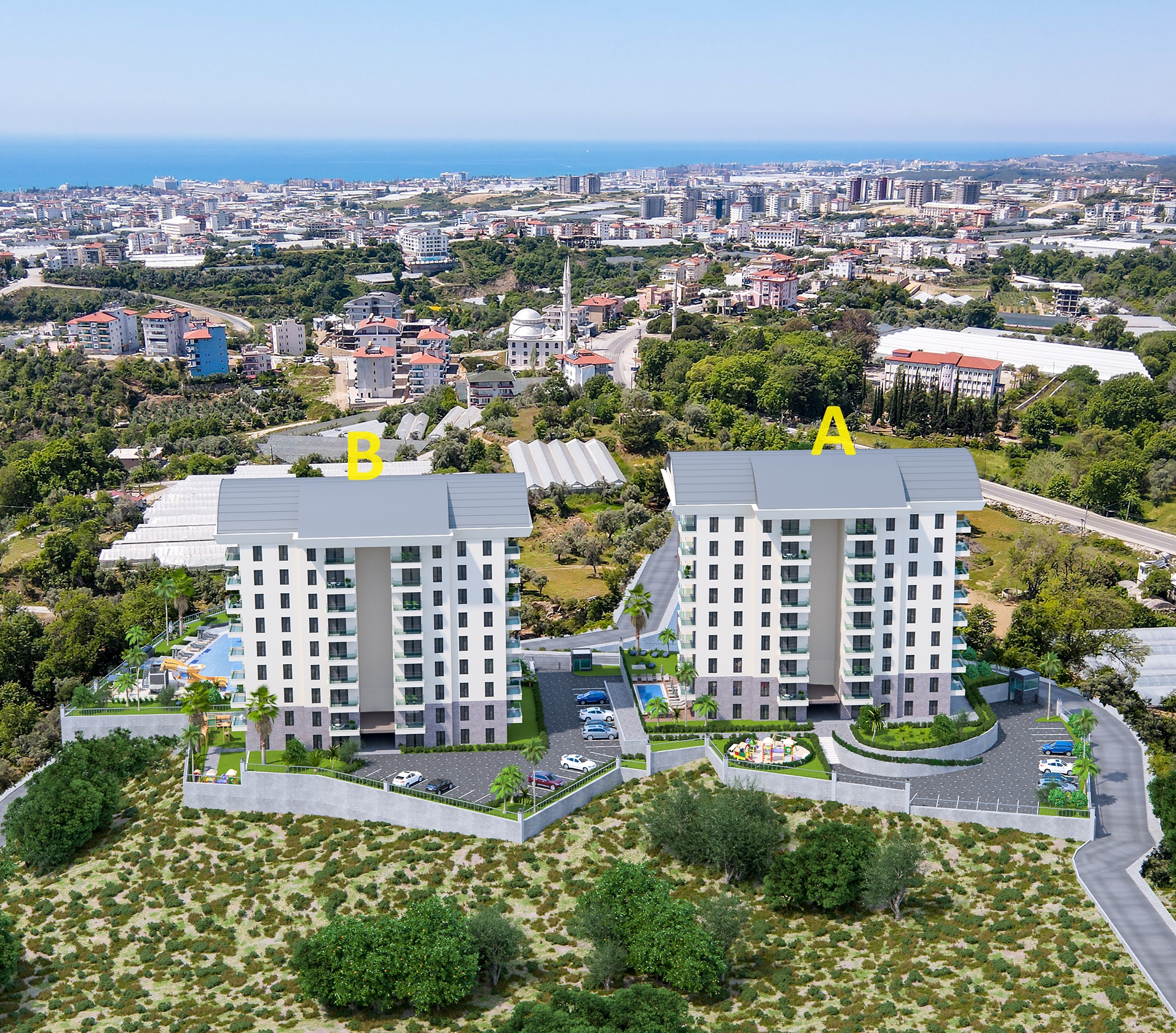 Luxuriöse 1+1 Wohnung mit Meerblick und Bergblick in Payallar, Alanya