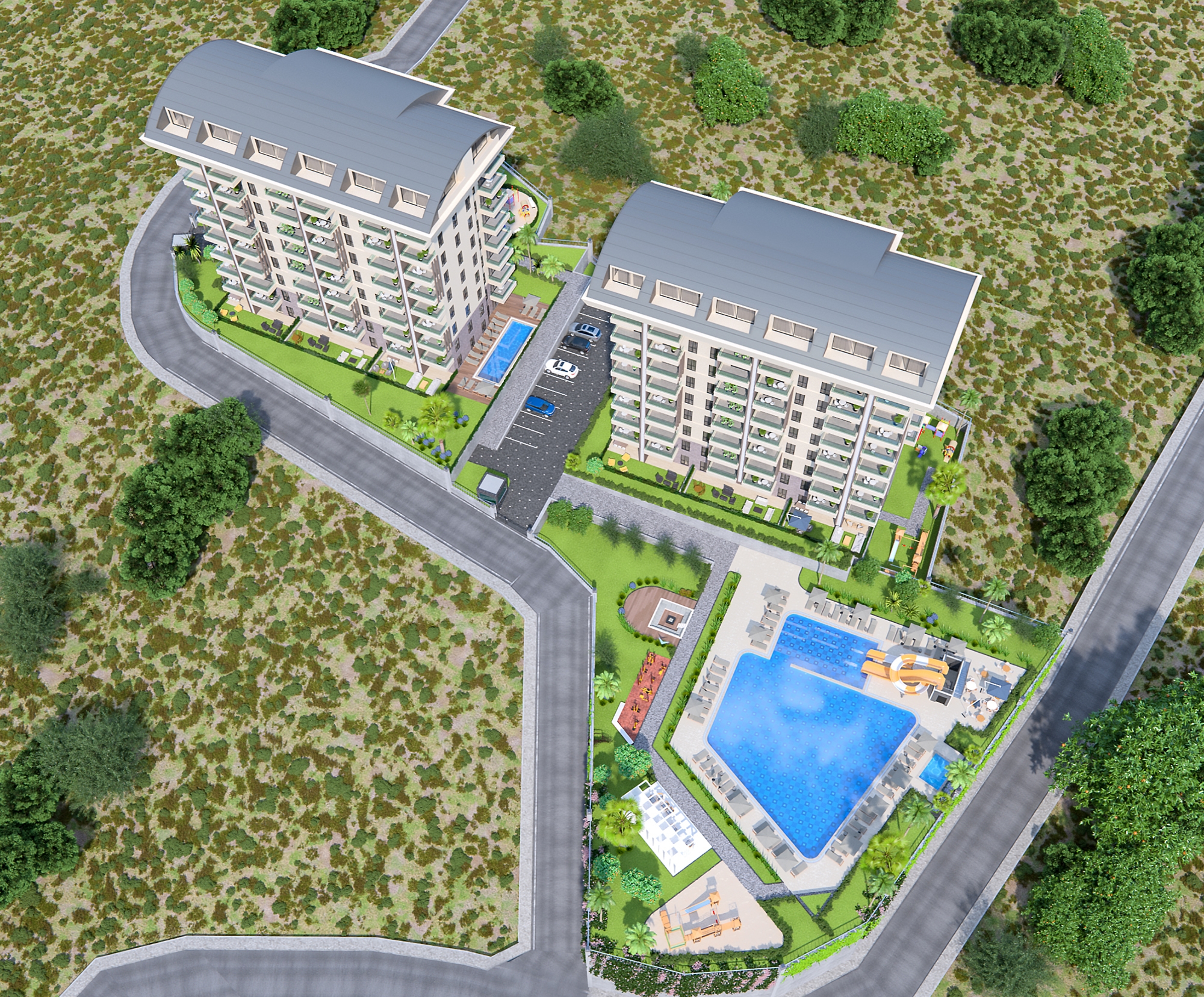 Luxuriöse 1+1 Wohnung mit Meerblick und Bergblick in Payallar, Alanya