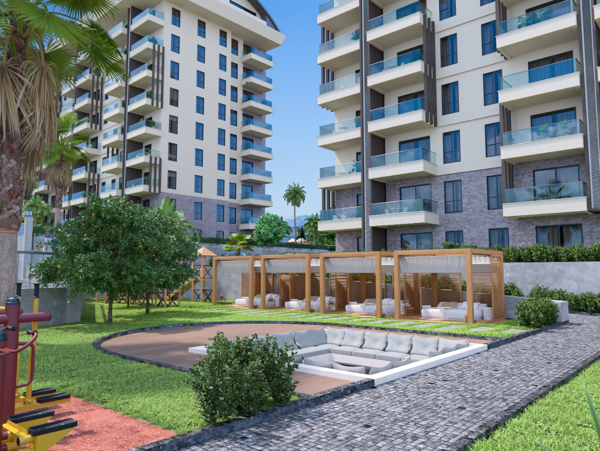 Luxuriöse 1+1 Wohnung mit Meerblick und Bergblick in Payallar, Alanya