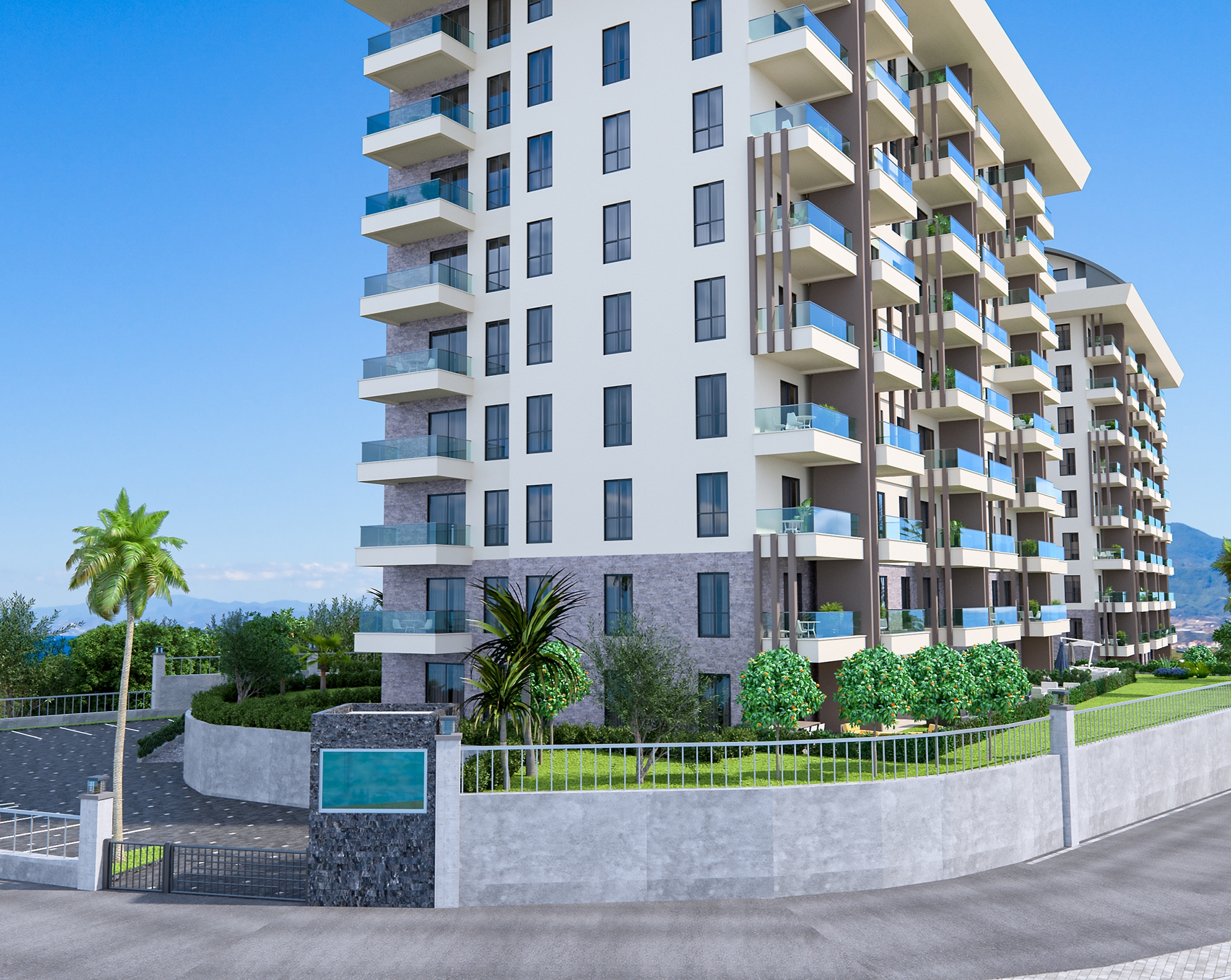 Luxuriöse 1+1 Wohnung mit Meerblick und Bergblick in Payallar, Alanya