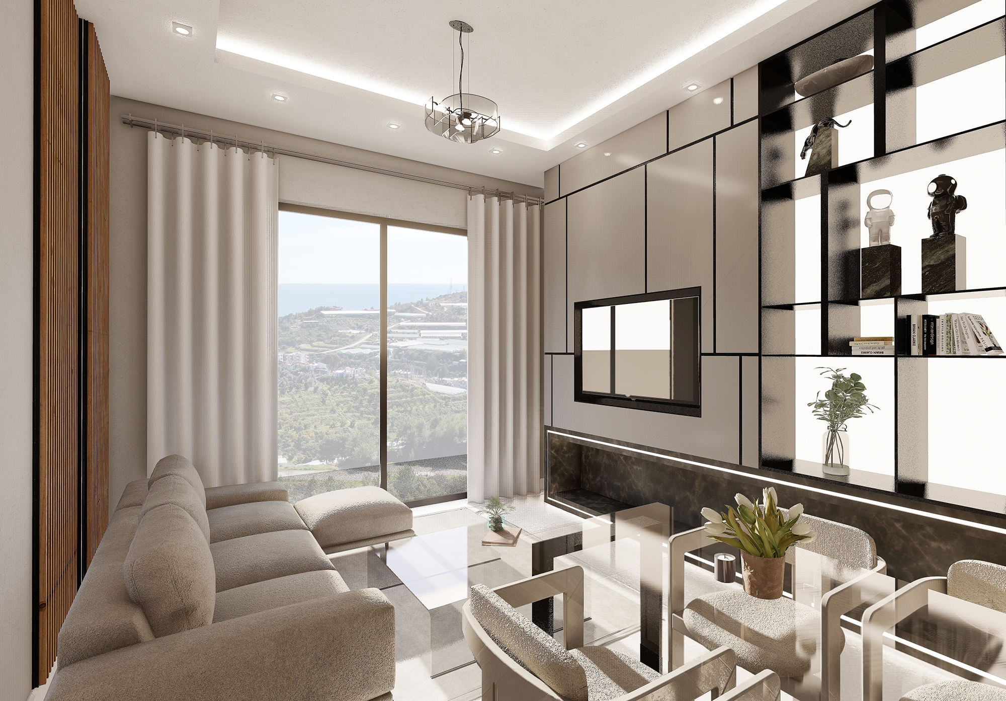 Luxuriöse 1+1 Wohnung mit Meerblick und Bergblick in Payallar, Alanya
