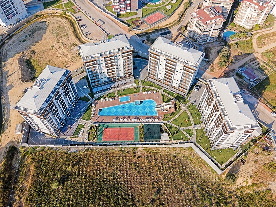 Luxuriöses 1+1 Apartment mit Bergblick in Avsallar, Alanya