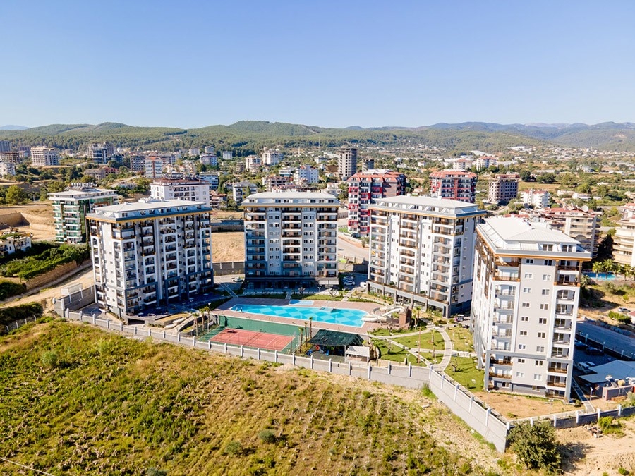 Luxuriöses 1+1 Apartment mit Bergblick in Avsallar, Alanya
