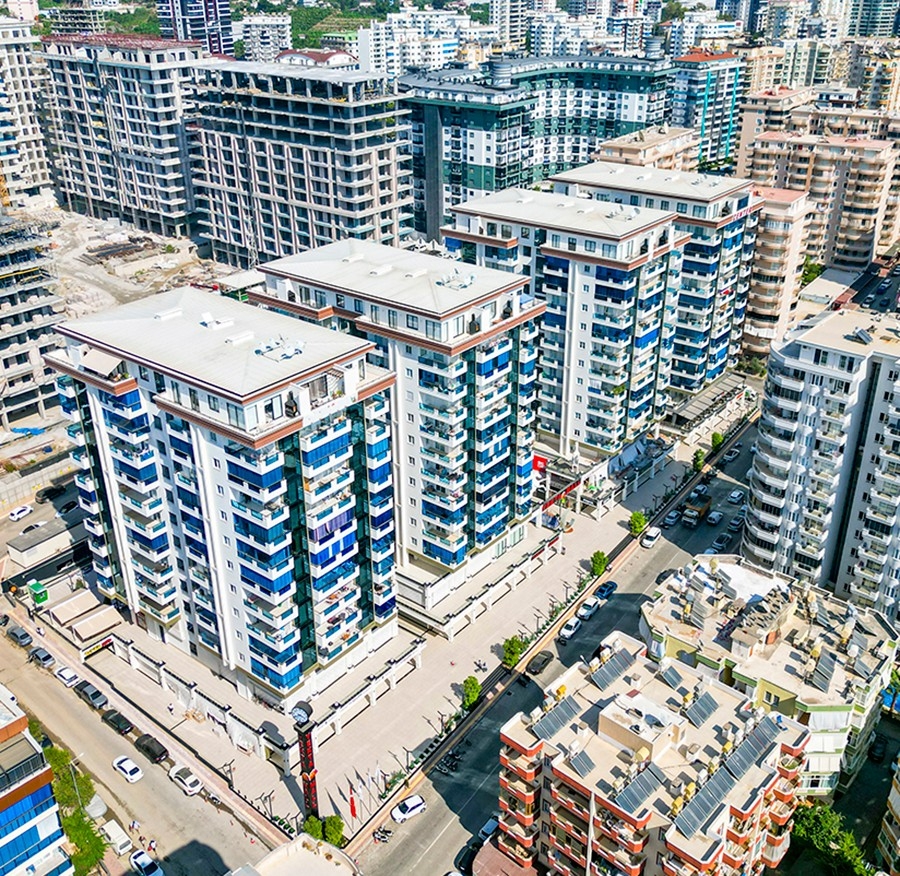 Lyxig 1+1 lägenhet med havs- och bergsutsikt i Alanya