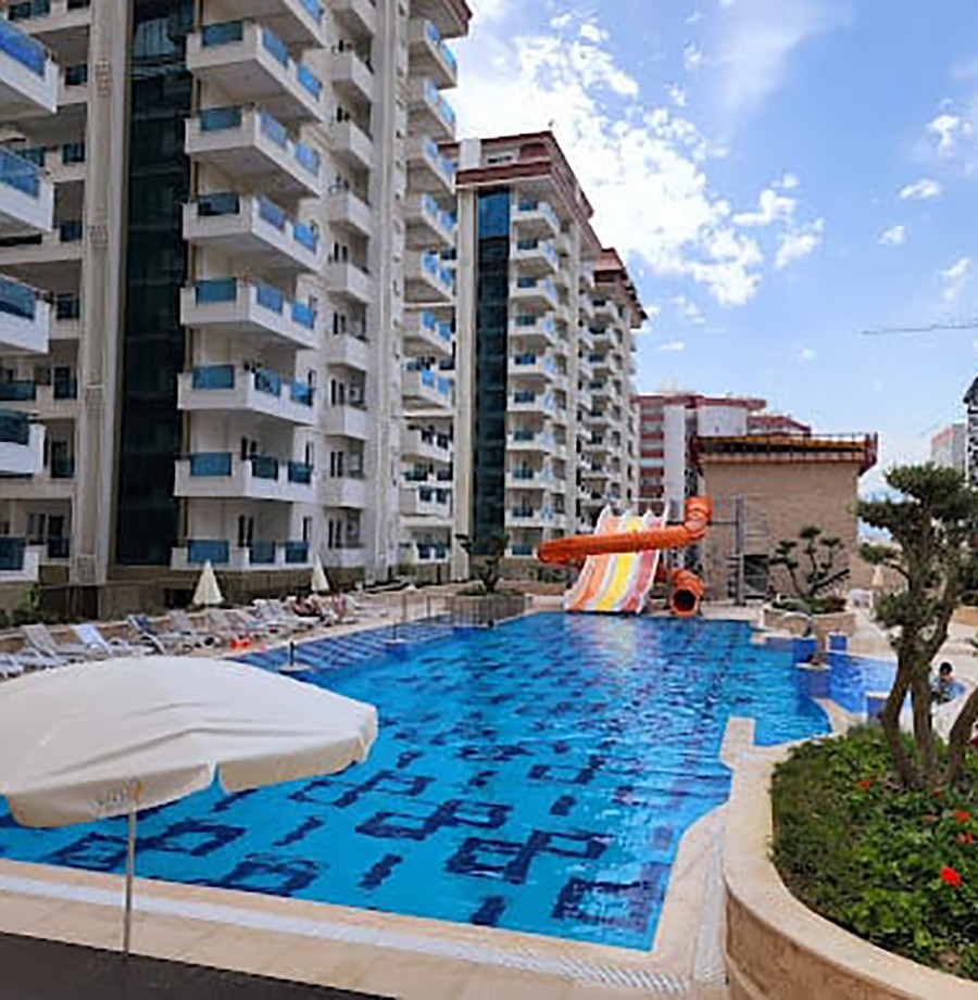 Lyxig 1+1 lägenhet med havs- och bergsutsikt i Alanya