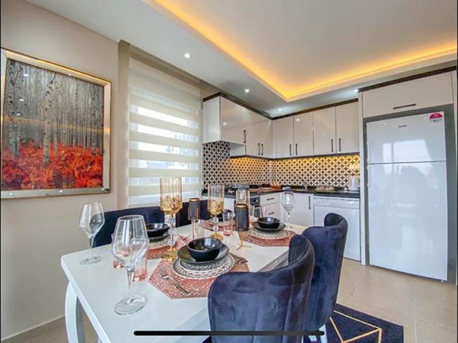 Luxury 3+1 Garden Floor with Mountain View in Kestel, Alanya