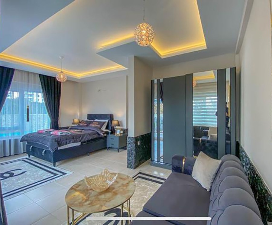 Luxury 3+1 Garden Floor with Mountain View in Kestel, Alanya