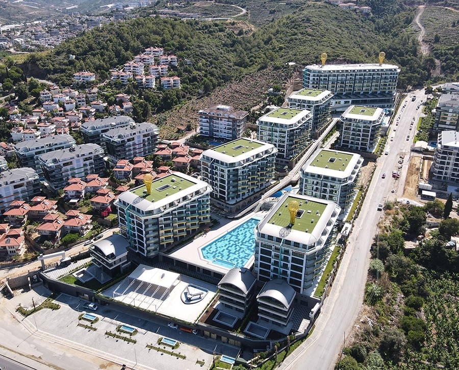Luksuriøs 2+2 lejlighed med hav- og bjergudsigt i Kargicak, Alanya