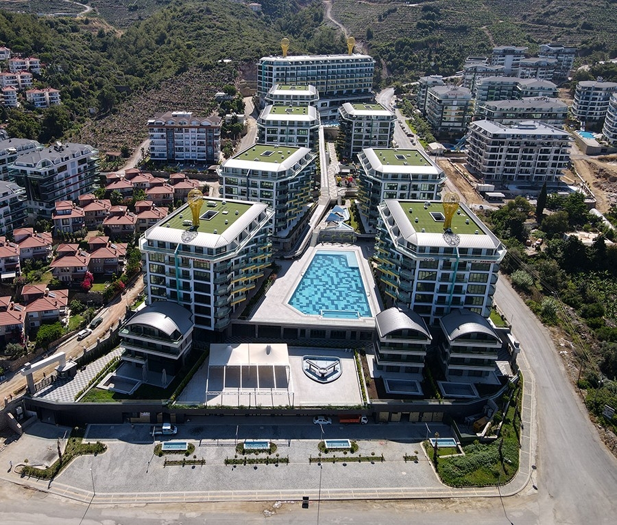 Luksuriøs 2+2 lejlighed med hav- og bjergudsigt i Kargicak, Alanya
