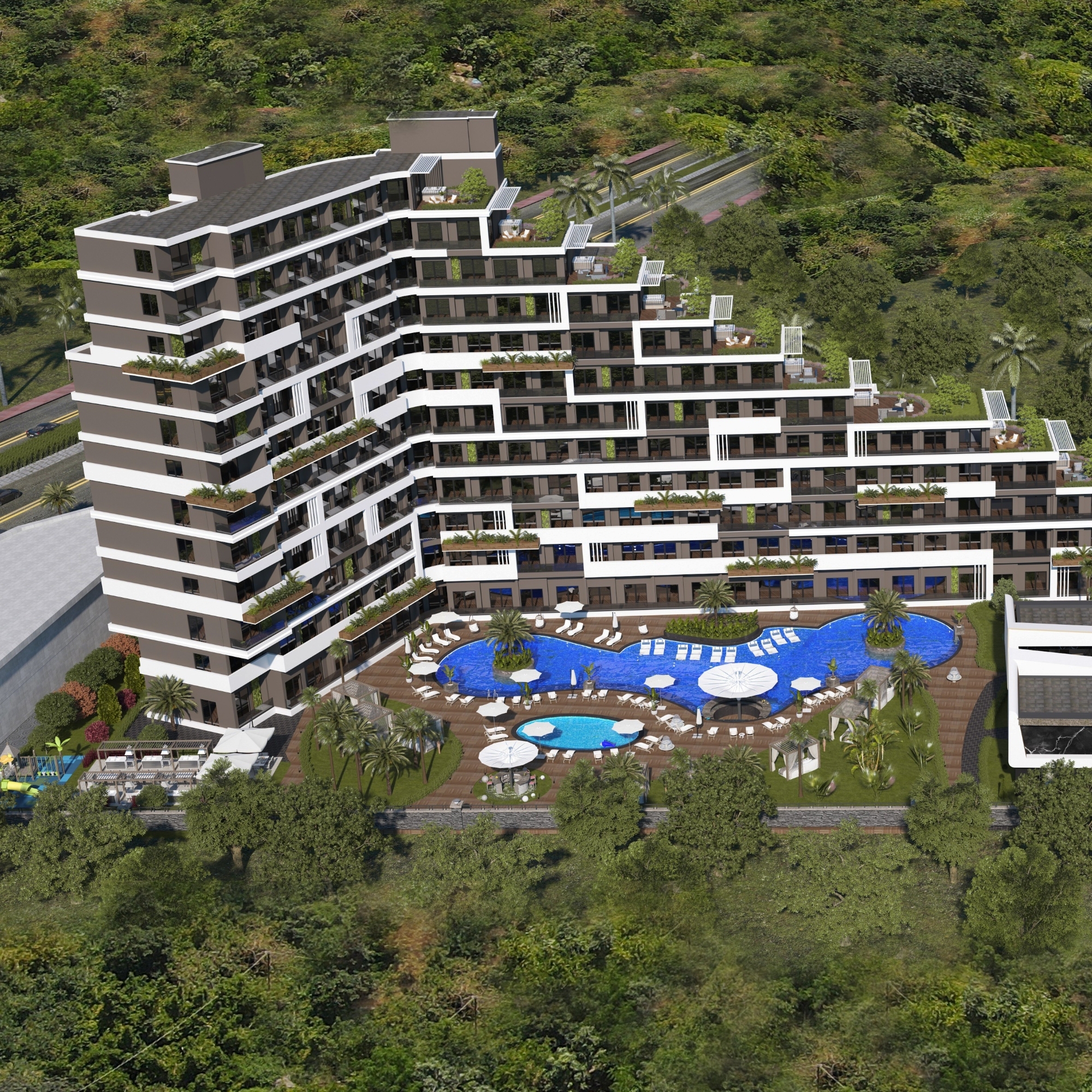 Ylellinen 1+1 huoneisto vuorinäköalalla, Antalya - ALTINTAŞ