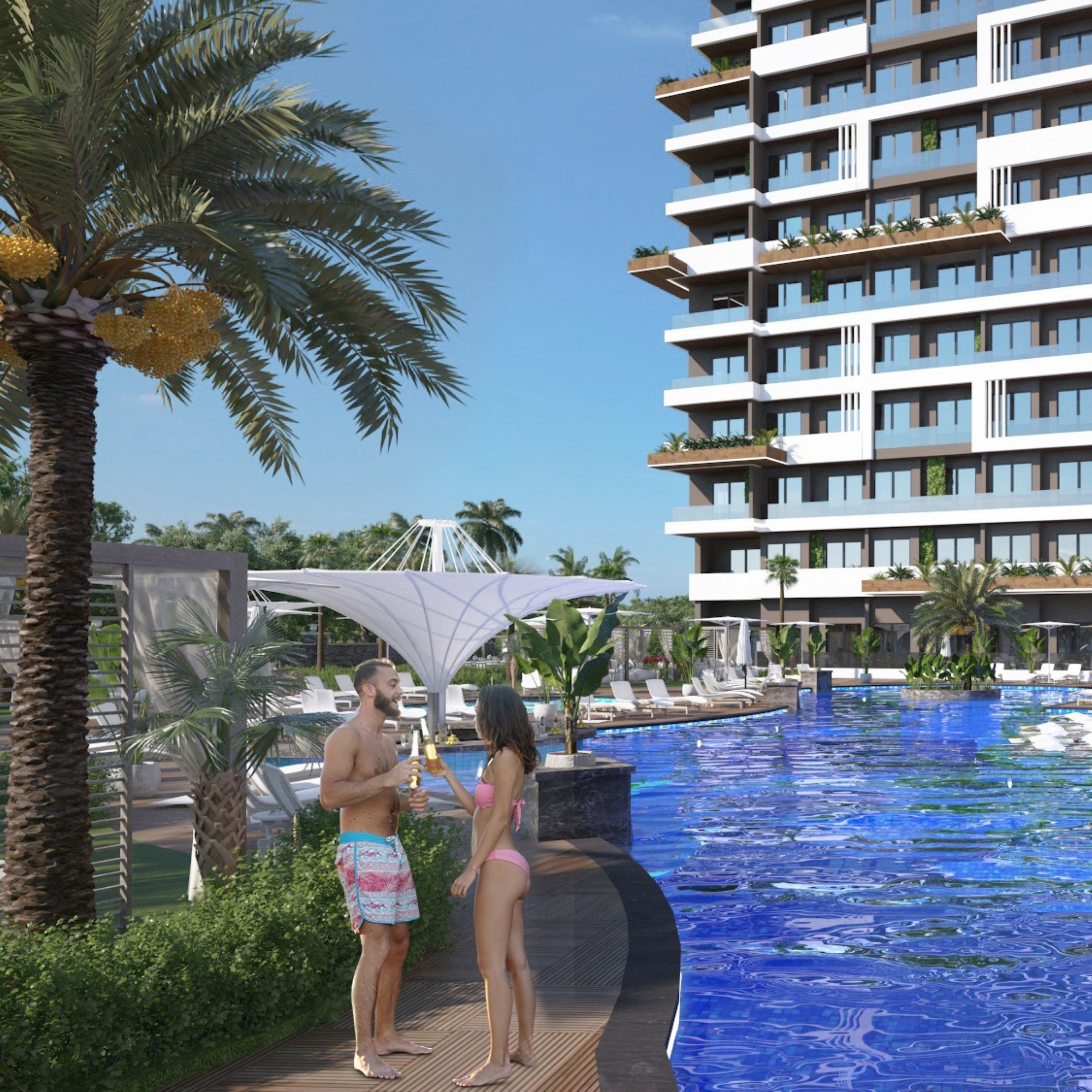 Ylellinen 1+1 huoneisto vuorinäköalalla, Antalya - ALTINTAŞ