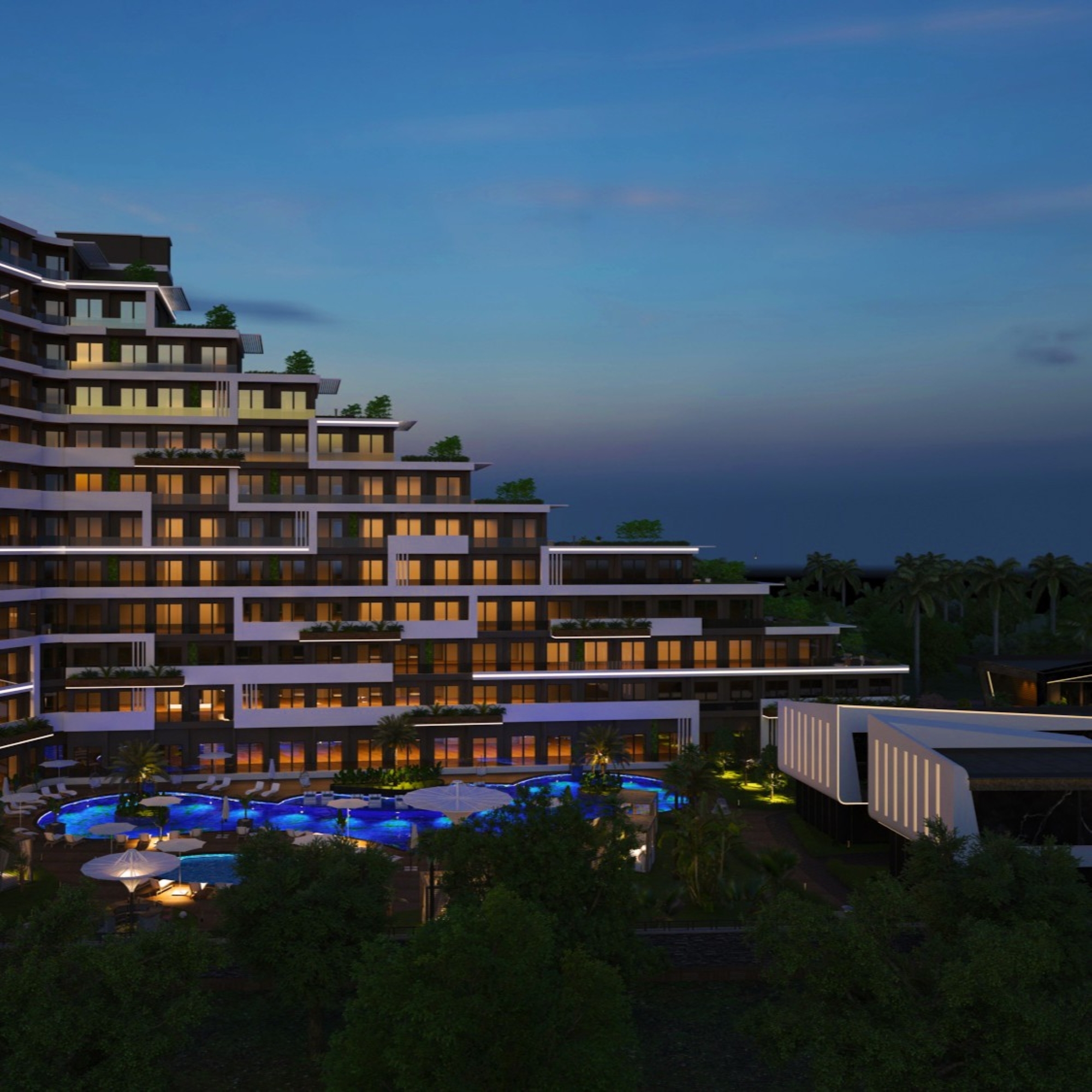 Ylellinen 1+1 huoneisto vuorinäköalalla, Antalya - ALTINTAŞ