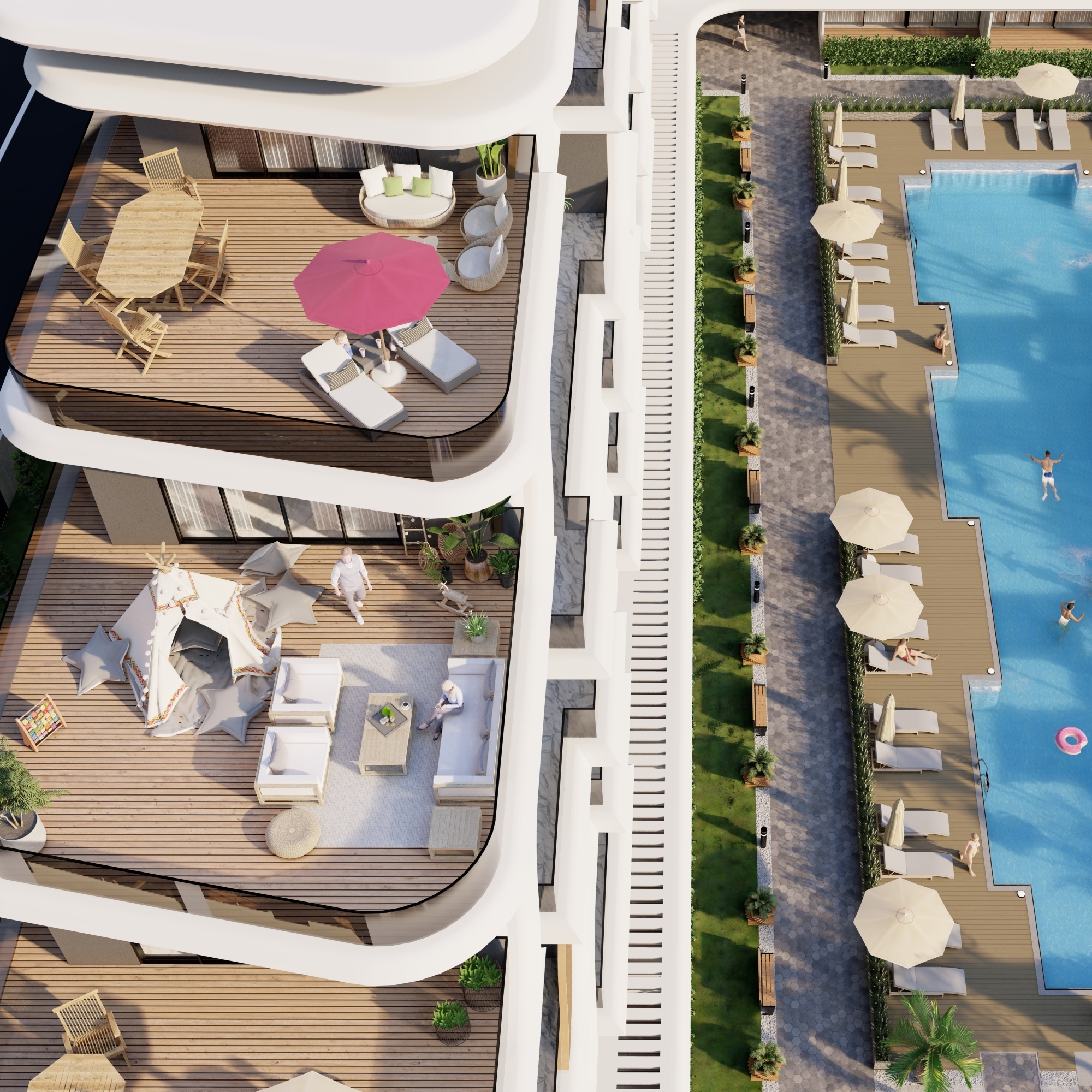 Luxuriöses Bergblick 2+1 Gartenwohnung mit Pool in Antalya - ALTINTAŞ