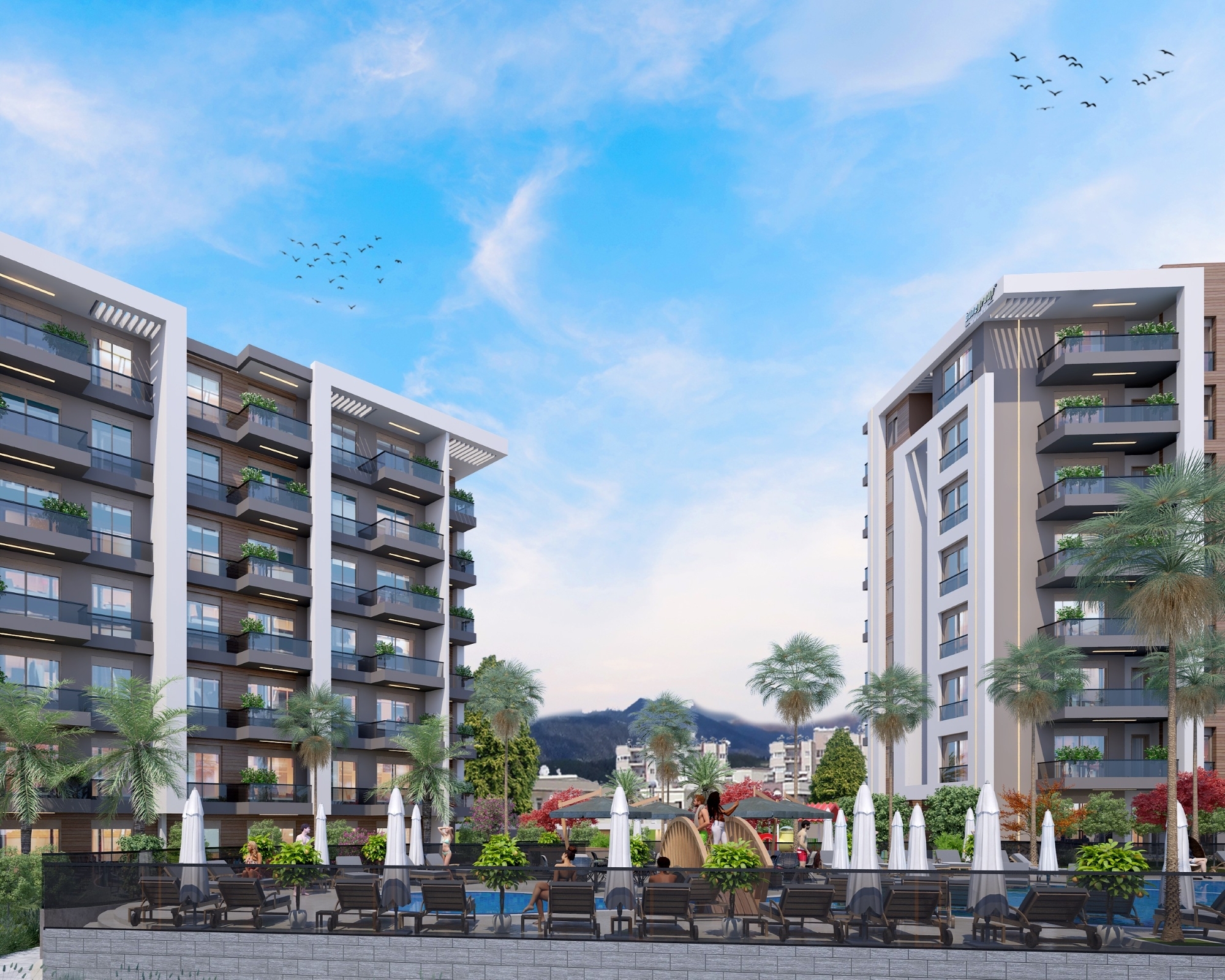 Modernes 2+1 Apartment mit Bergblick, Antalya