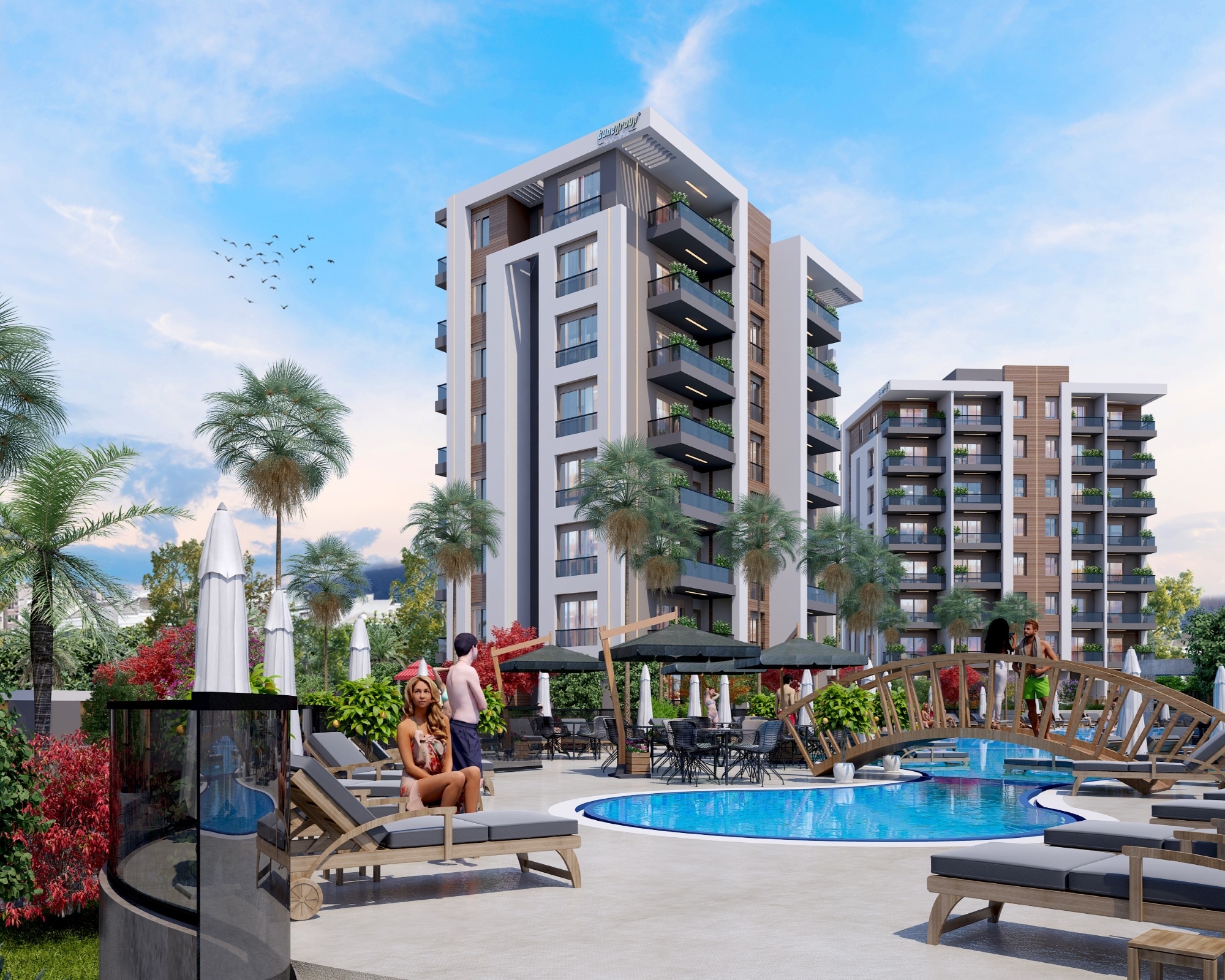 Modernes 2+1 Apartment mit Bergblick, Antalya
