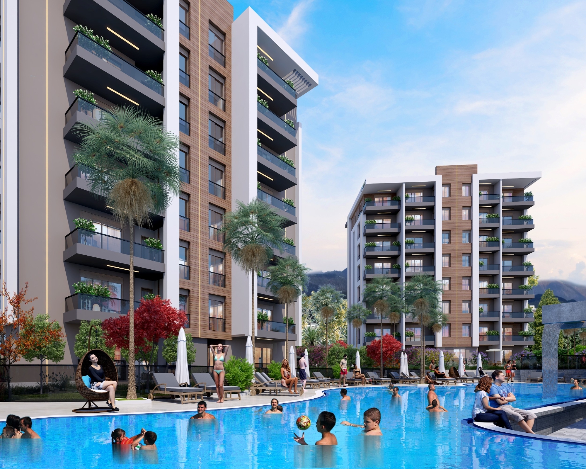 Modernes 2+1 Apartment mit Bergblick, Antalya