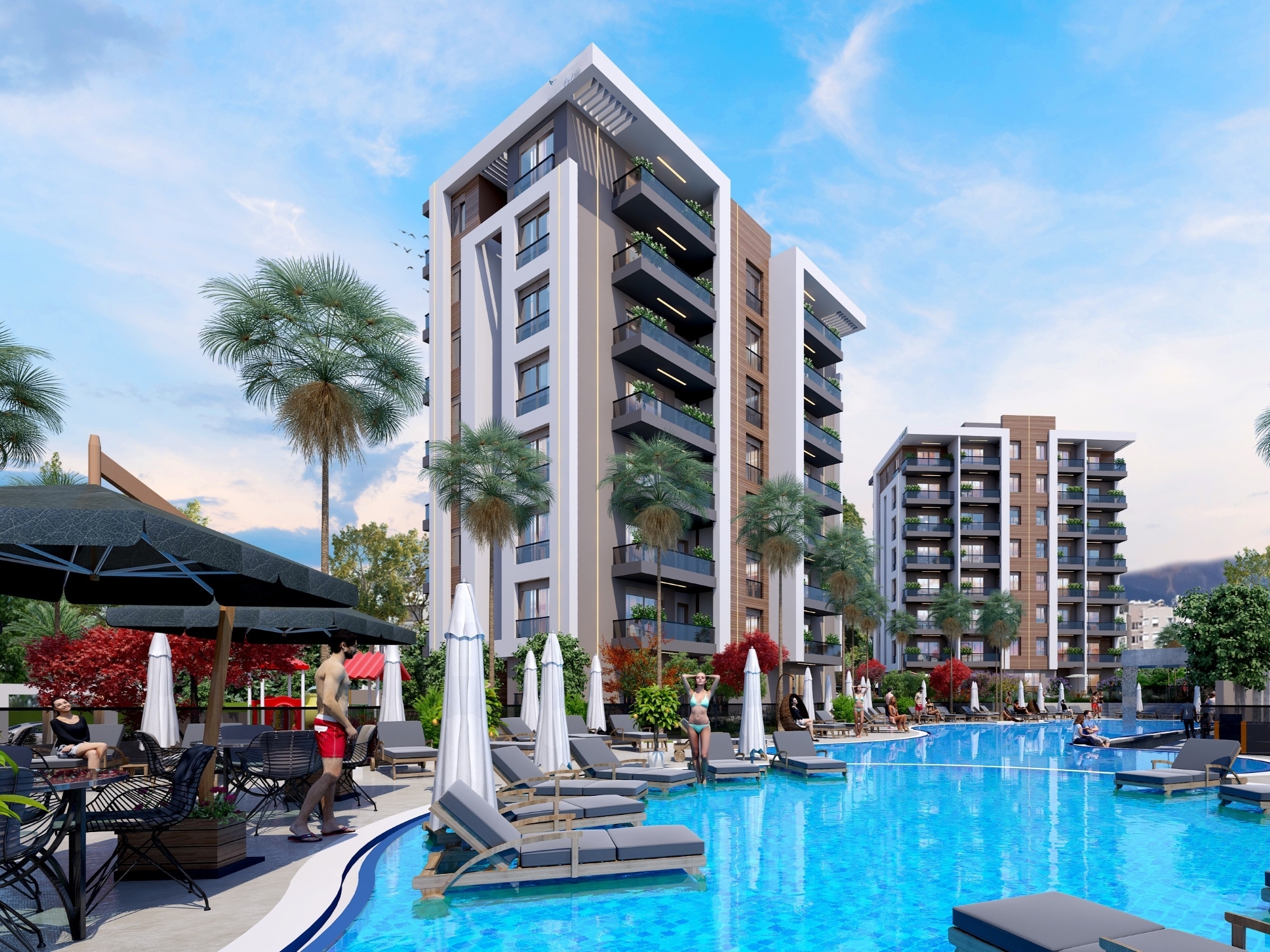 Modernes 2+1 Apartment mit Bergblick, Antalya