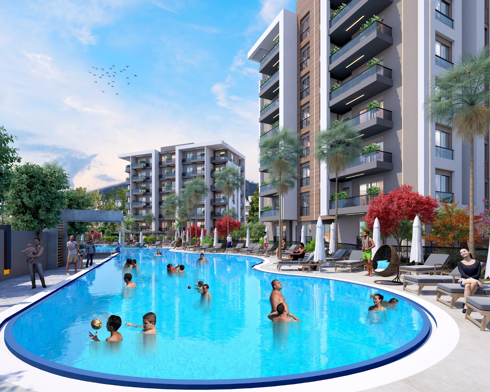 Modernes 2+1 Apartment mit Bergblick, Antalya