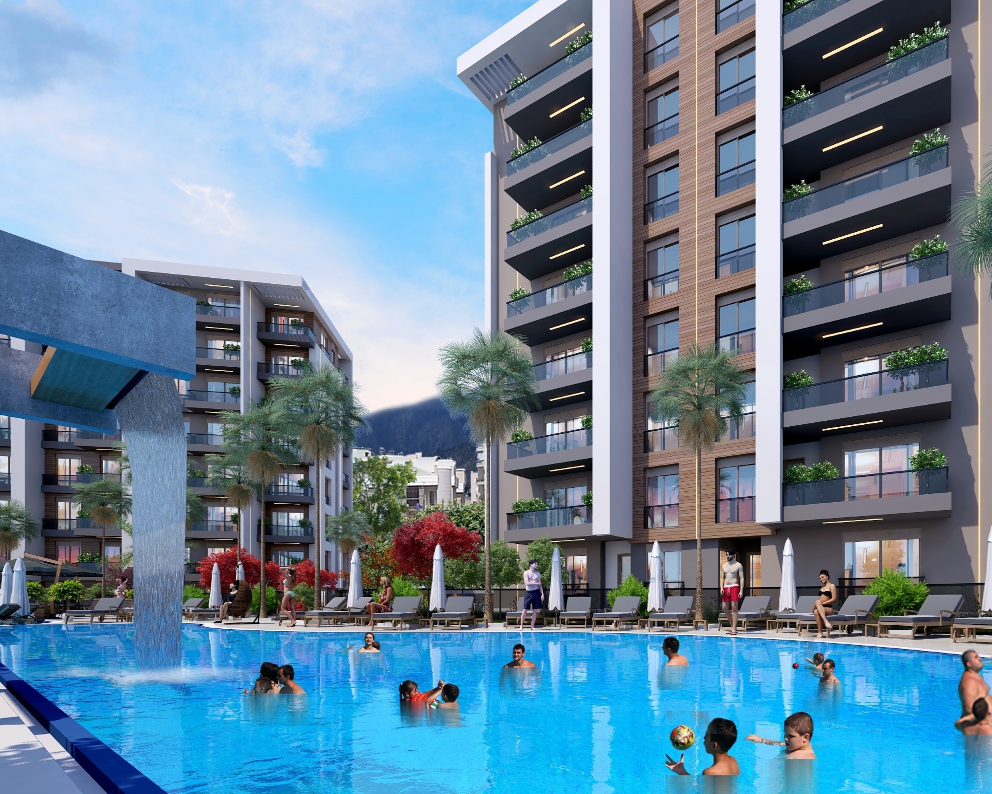 Modernes 2+1 Apartment mit Bergblick, Antalya